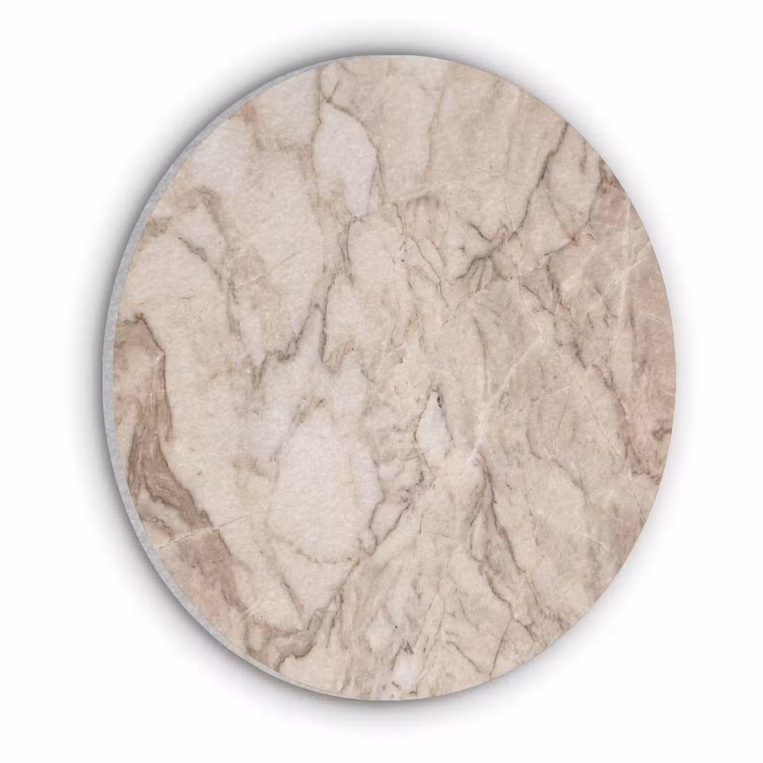 Marmer - Aderen - Textuur - Beige - Modern Akoestische PET Vilt - Rond klein -3d
