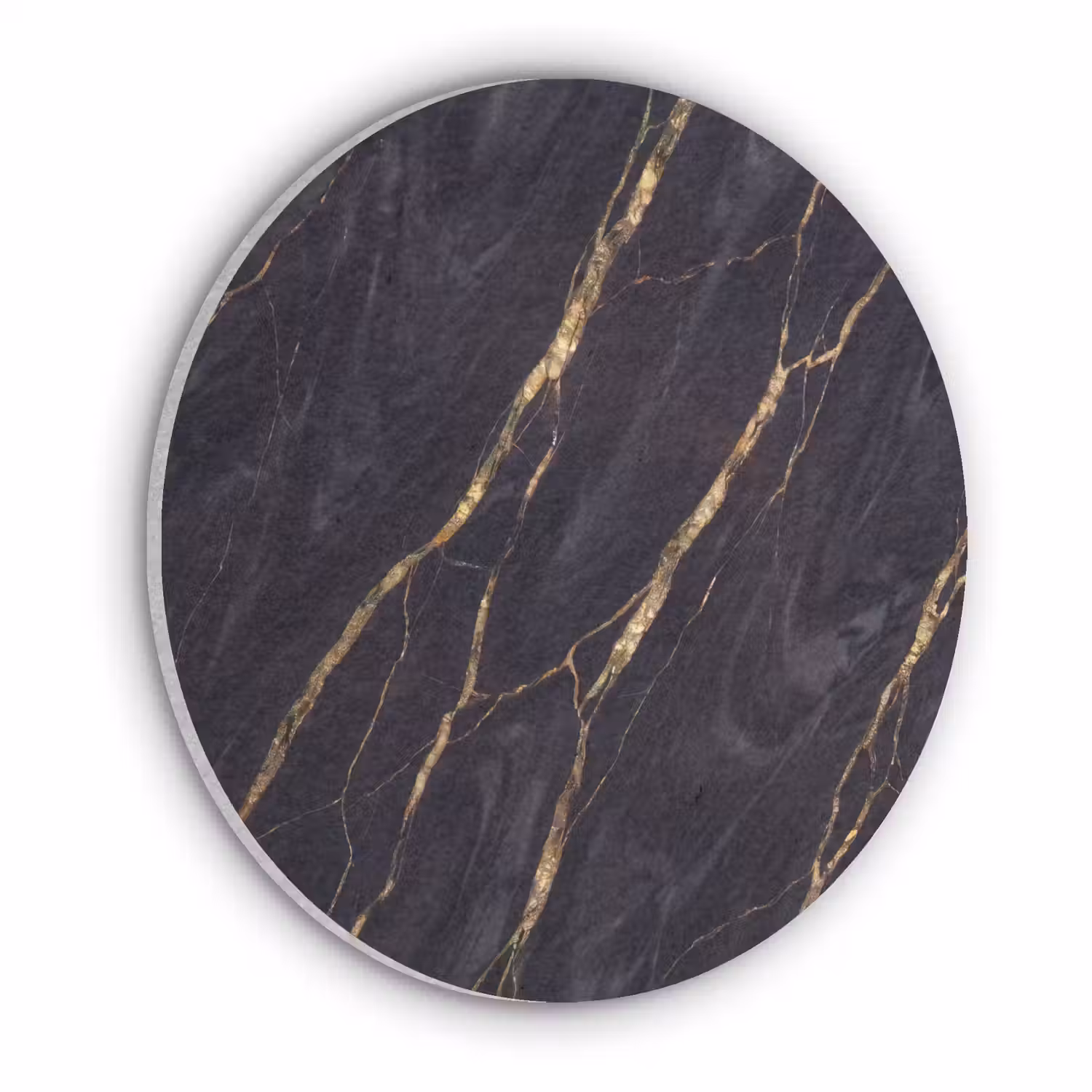 Marmer - Gouden aders - Abstract - Zwart Akoestische PET Vilt - Rond klein -3d