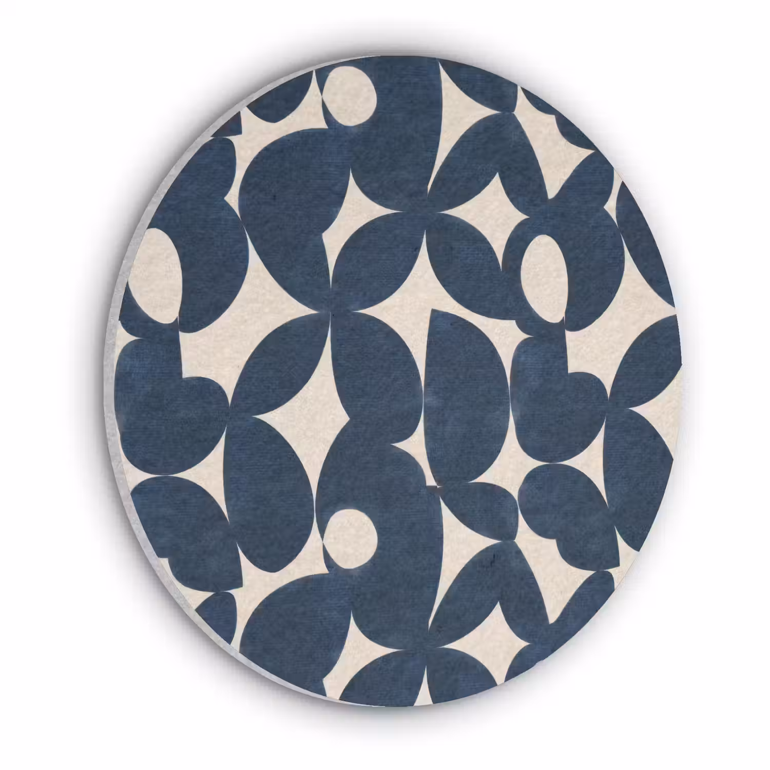 Modern - Geometrisch - Blauw Akoestische PET Vilt - Rond klein 838 -3d
