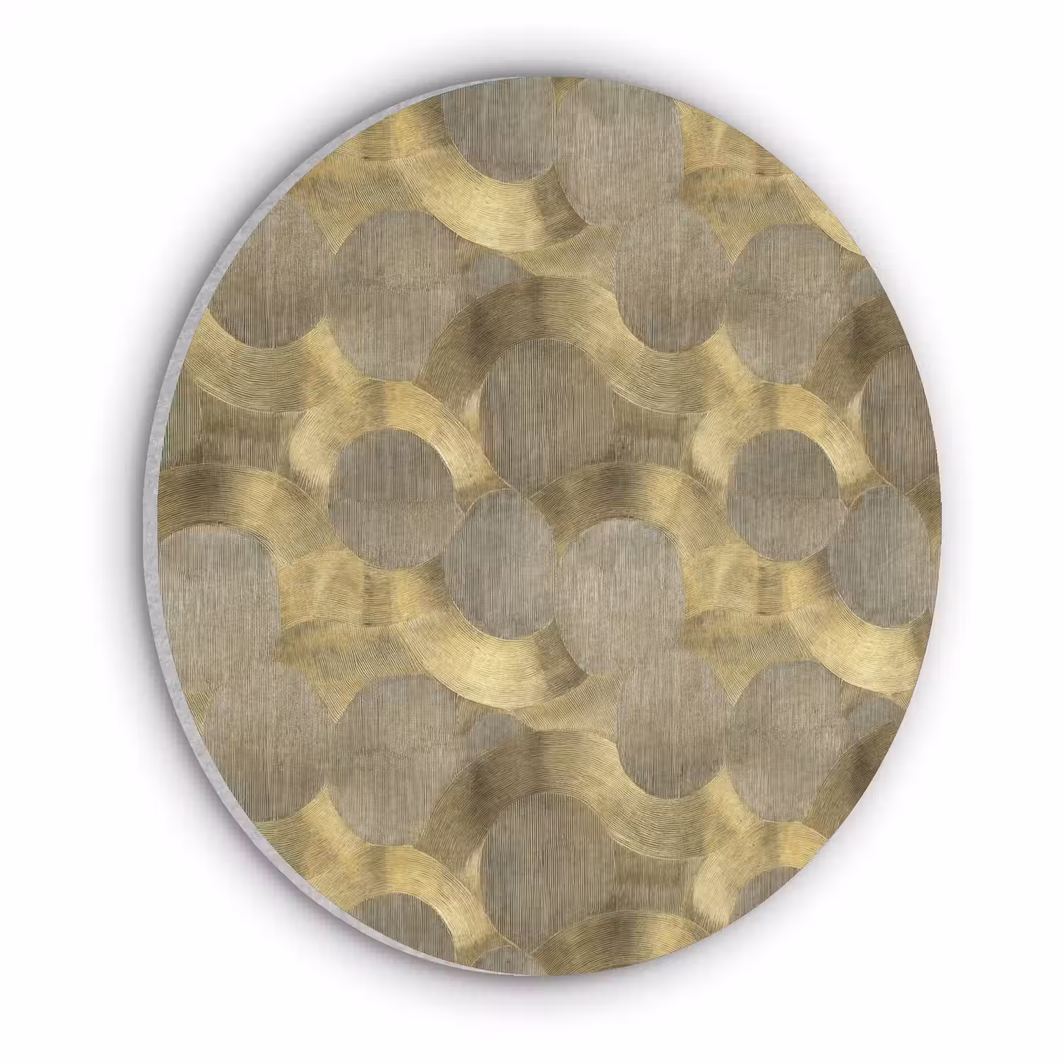 Modern - Geometrisch - Goud Akoestische PET Vilt - Rond klein 838 -3d