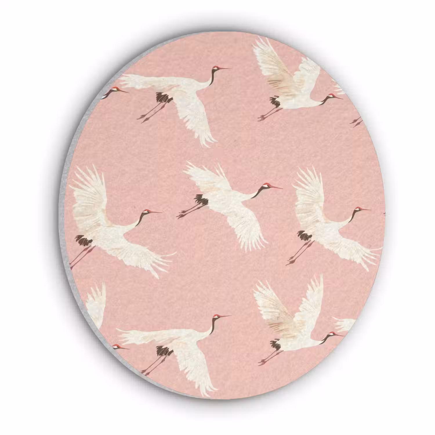 Modern - Kraanvogels - Roze Akoestische PET Vilt - Rond klein 838 -3d