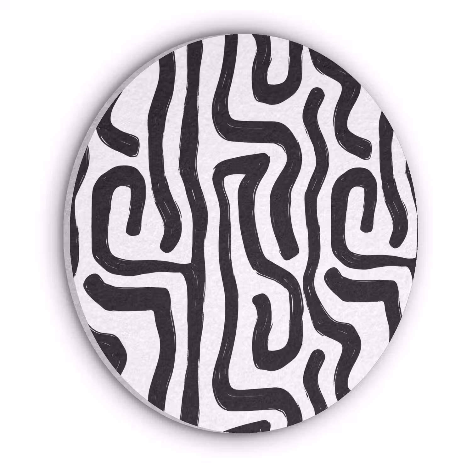 Modern - Lijnen - Zwart Akoestische PET Vilt - Rond klein 838 -3d