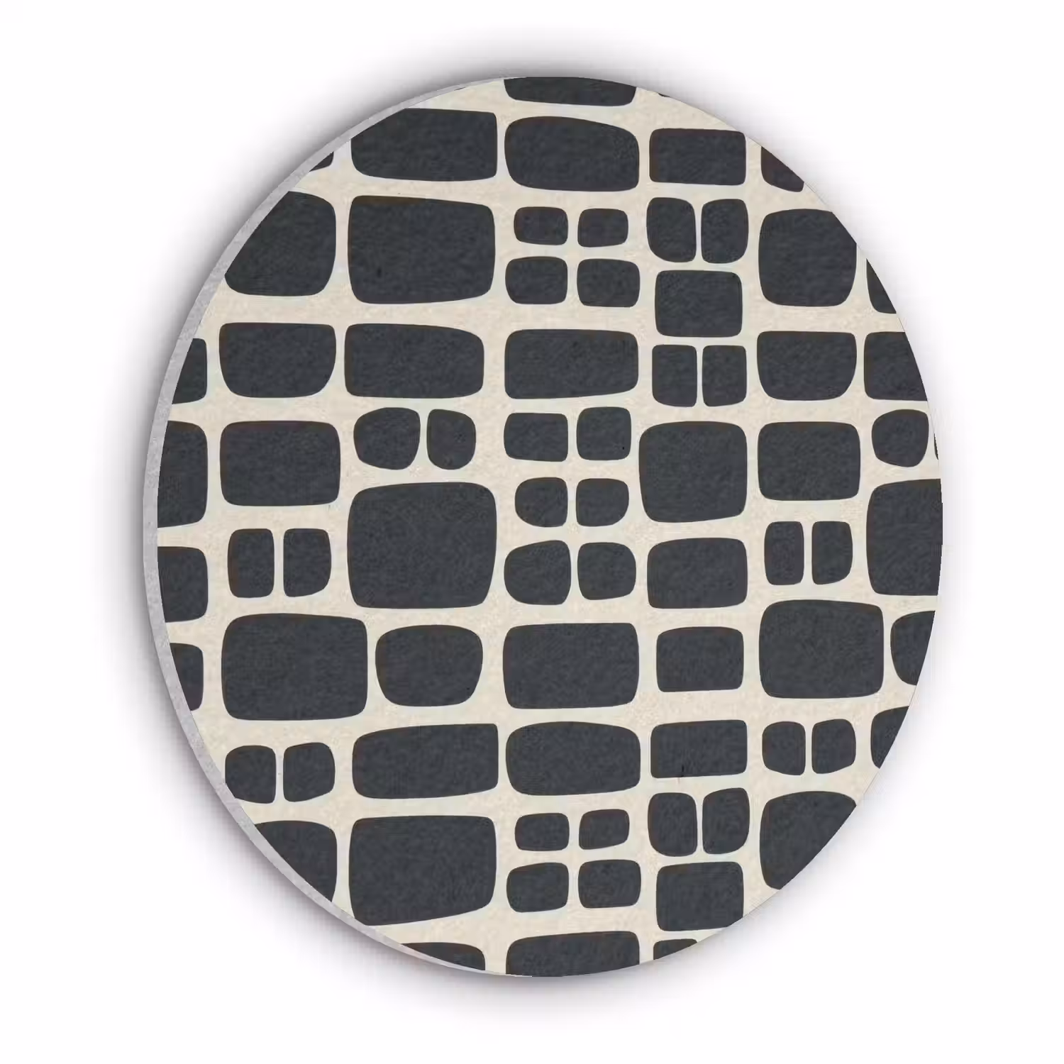 Modern - Organisch - Zwart Akoestische PET Vilt - Rond klein 838 -3d