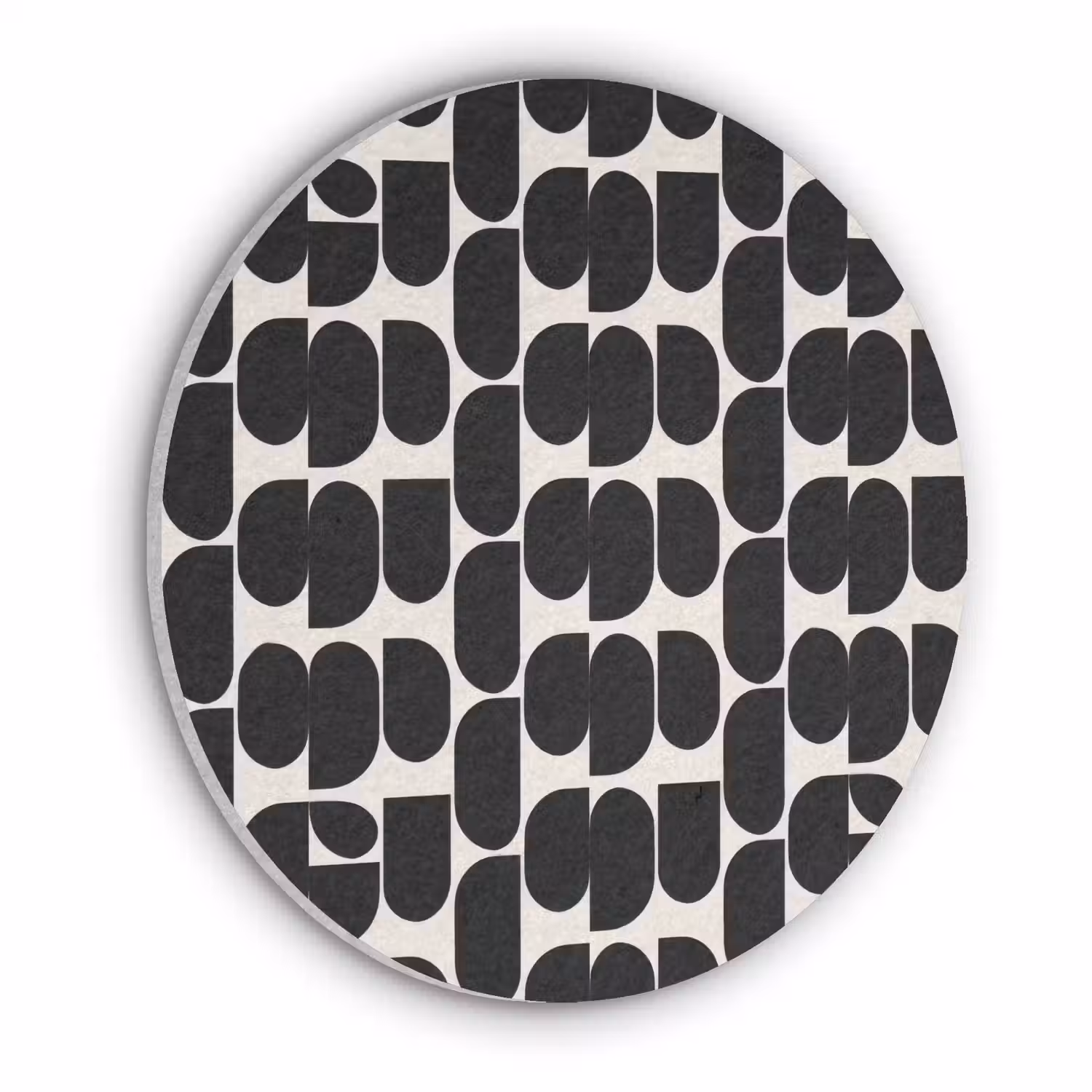 Modern - Patroon - Zwart Akoestische PET Vilt - Rond klein 838 -3d