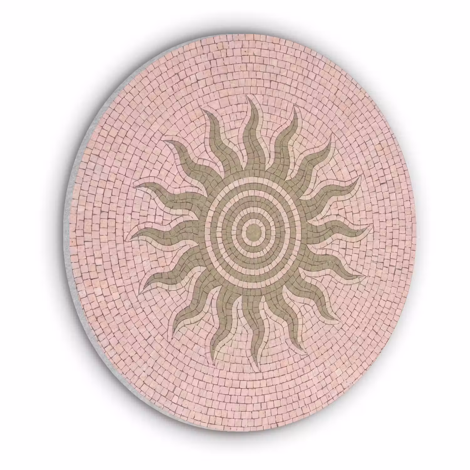 Mozaïek - Zon - Patroon - Klassiek - Roze Akoestische PET Vilt - Rond klein -3d
