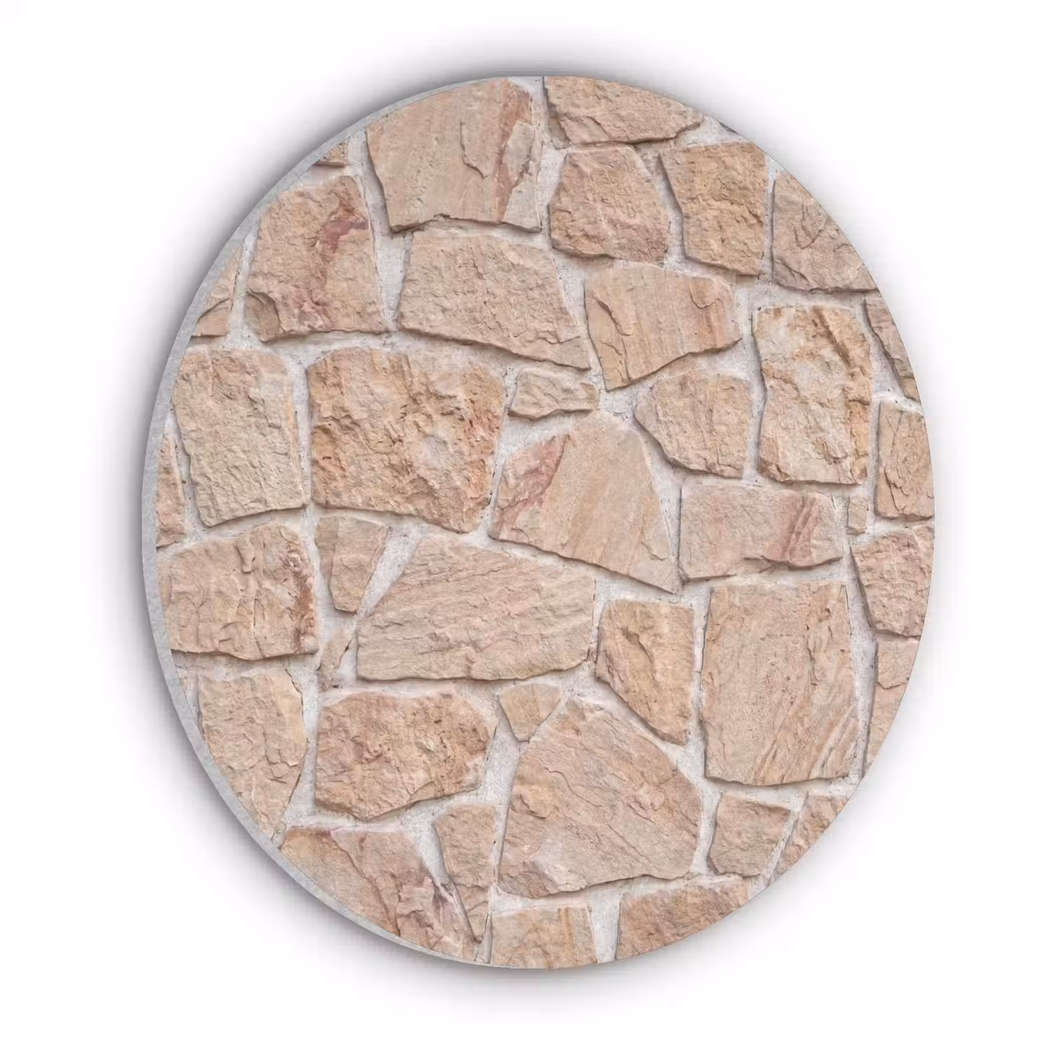 Muur - Steen - Patroon - Rustiek - Beige Akoestische PET Vilt - Rond klein -3d