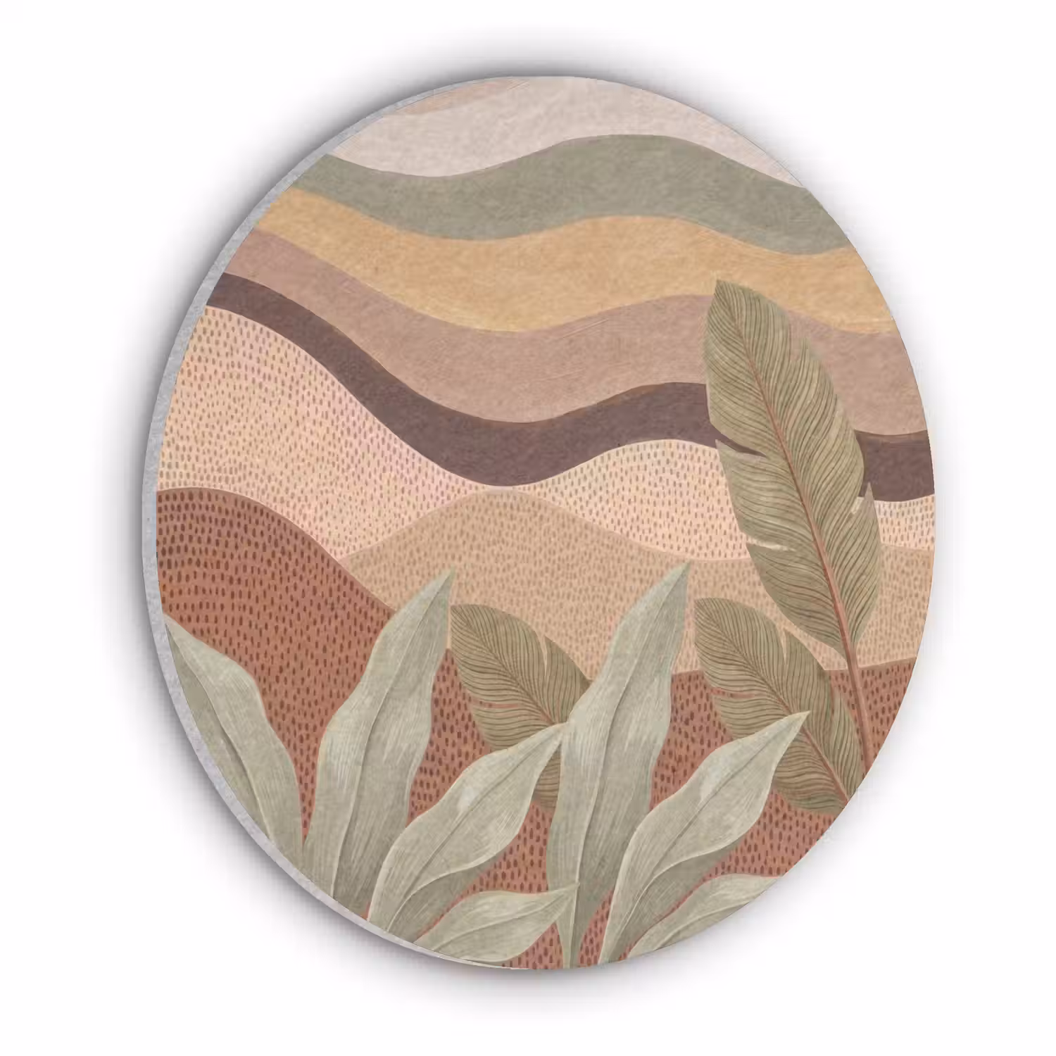 Natuur - Bladeren - Landschap - Abstract - Aardetinten Akoestische PET Vilt - Rond klein -3d