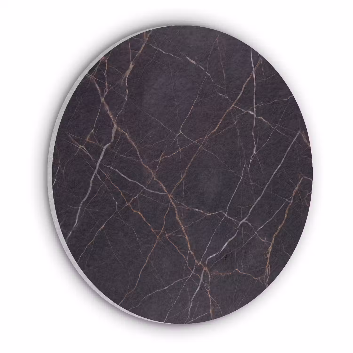 Natuursteen - Marmerpatroon - Abstract - Modern - Zwart - Goud Akoestische PET Vilt - Rond klein -3d
