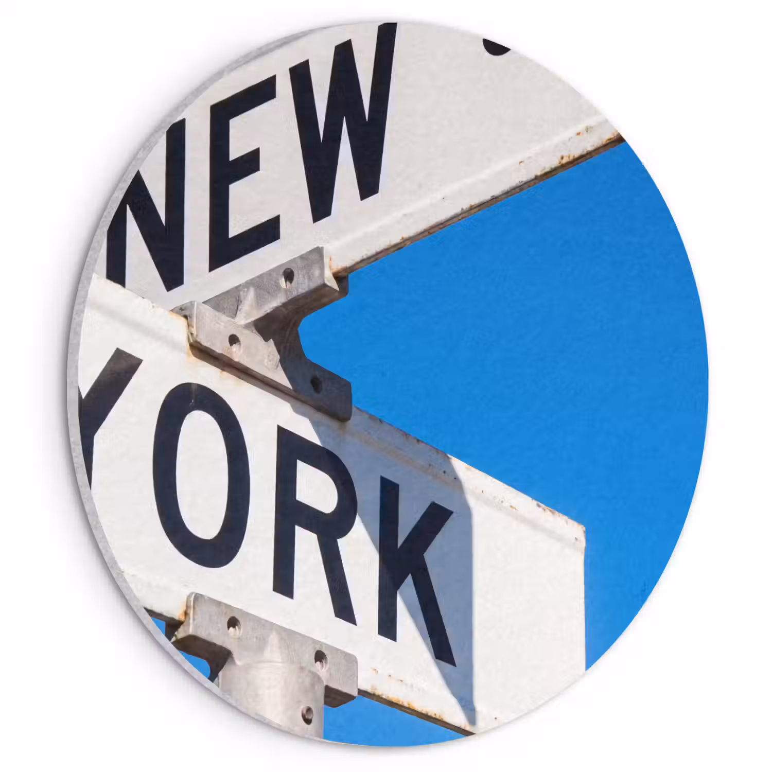 New York - Straatbord - Stad - Urban - Blauw Akoestische PET Vilt - Rond klein -3d
