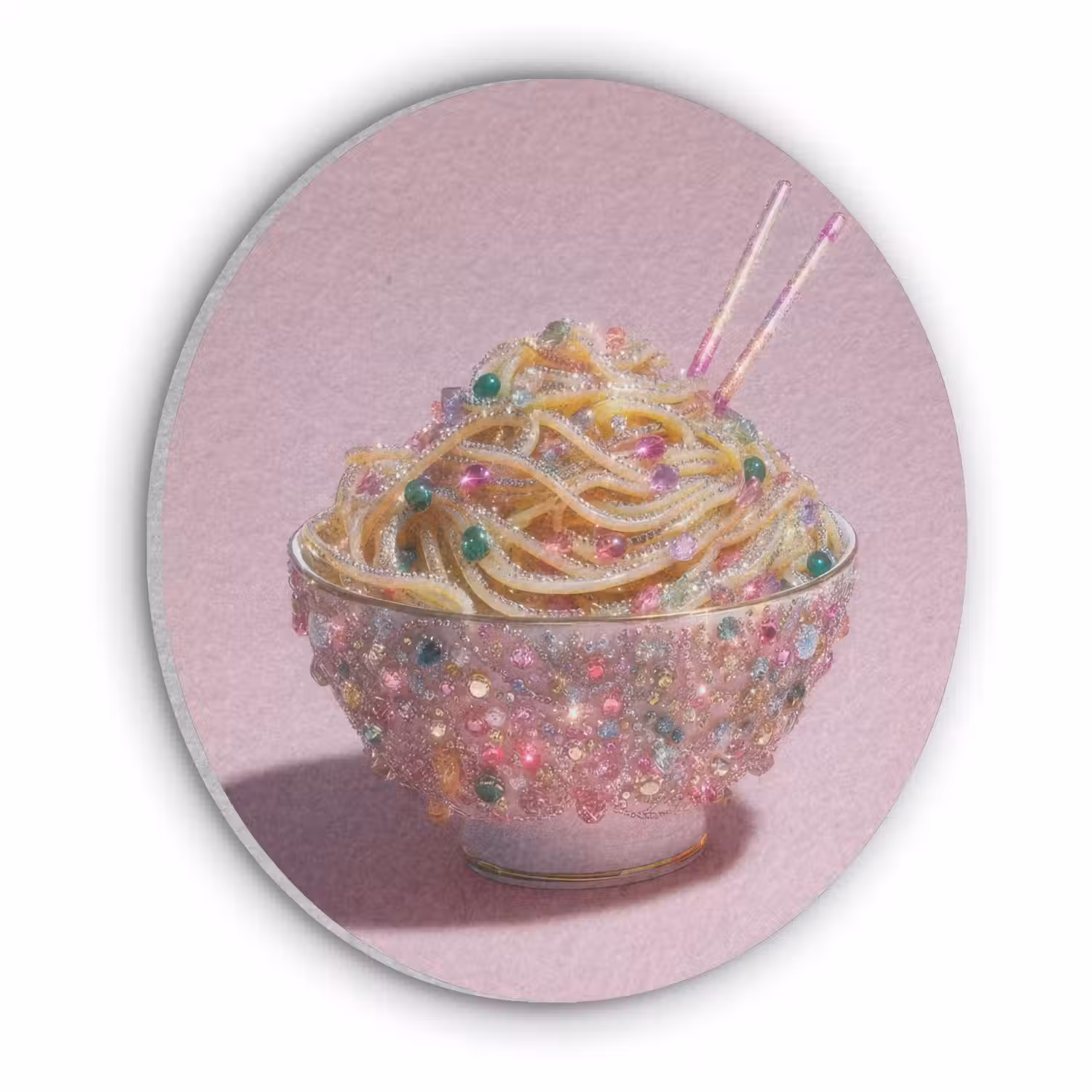 Noodles - Edelstenen - Stokjes - Roze Akoestische PET Vilt - Rond klein -3d