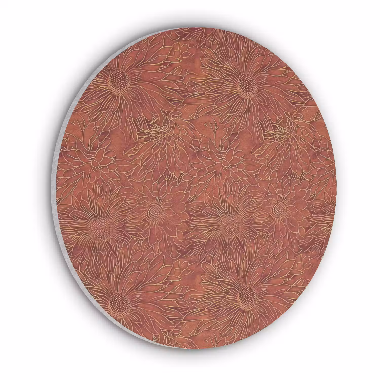 Oosters - Bloemen - Terracotta Akoestische PET Vilt - Rond klein 838 -3d