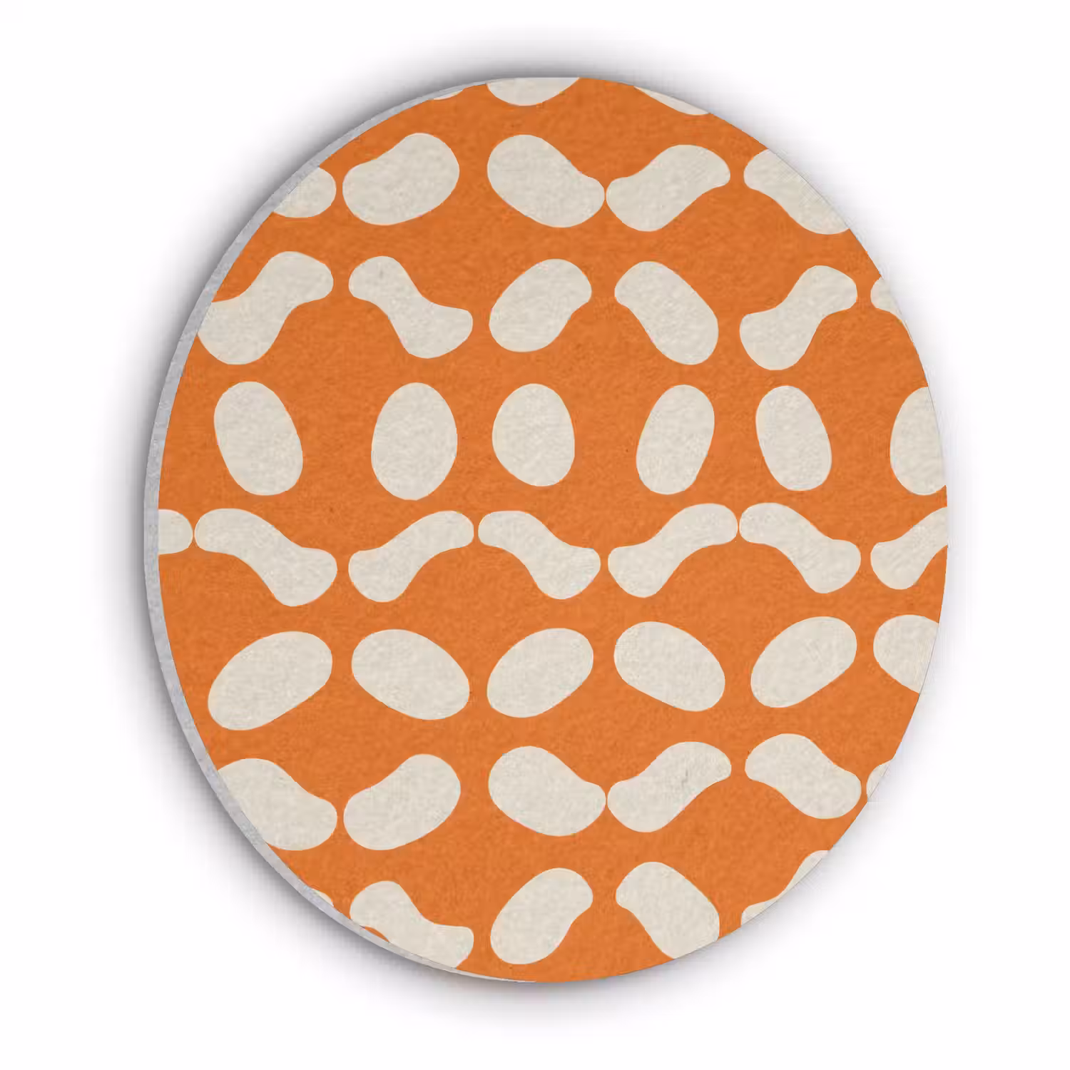Oranje - Organische vormen - Wit Akoestische PET Vilt - Rond klein 838 -3d