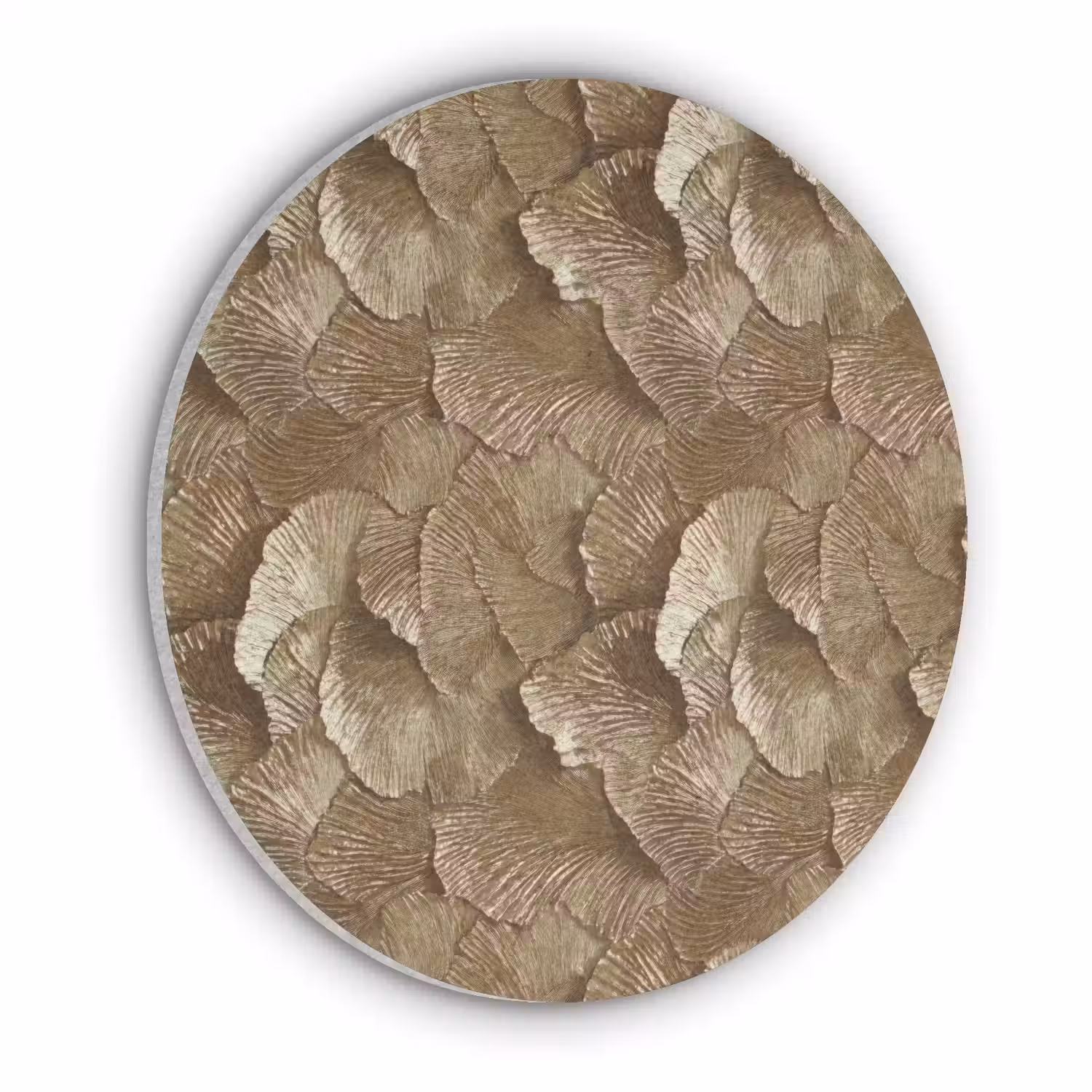 Organisch - Patroon - Bladeren - Goud Akoestische PET Vilt - Rond klein 838 -3d