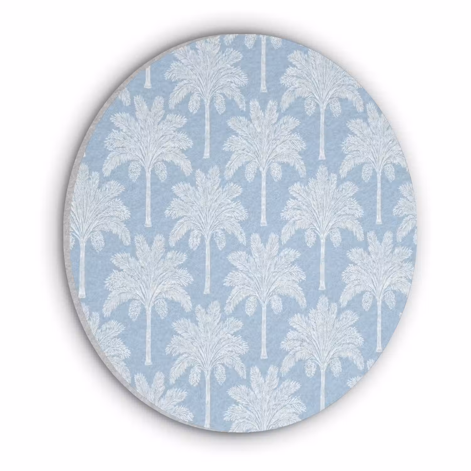 Palmboom - Modern - Blauw Akoestische PET Vilt - Rond klein 838 -3d