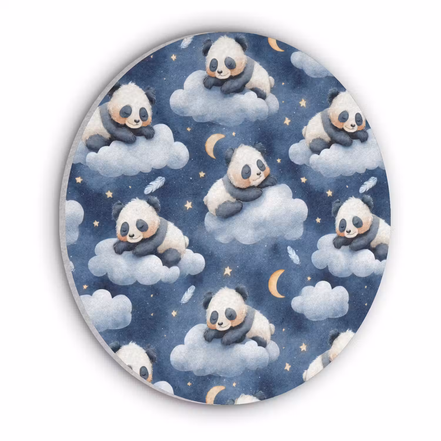 Panda's - Slapen - Blauw Akoestische PET Vilt - Rond klein 838 -3d