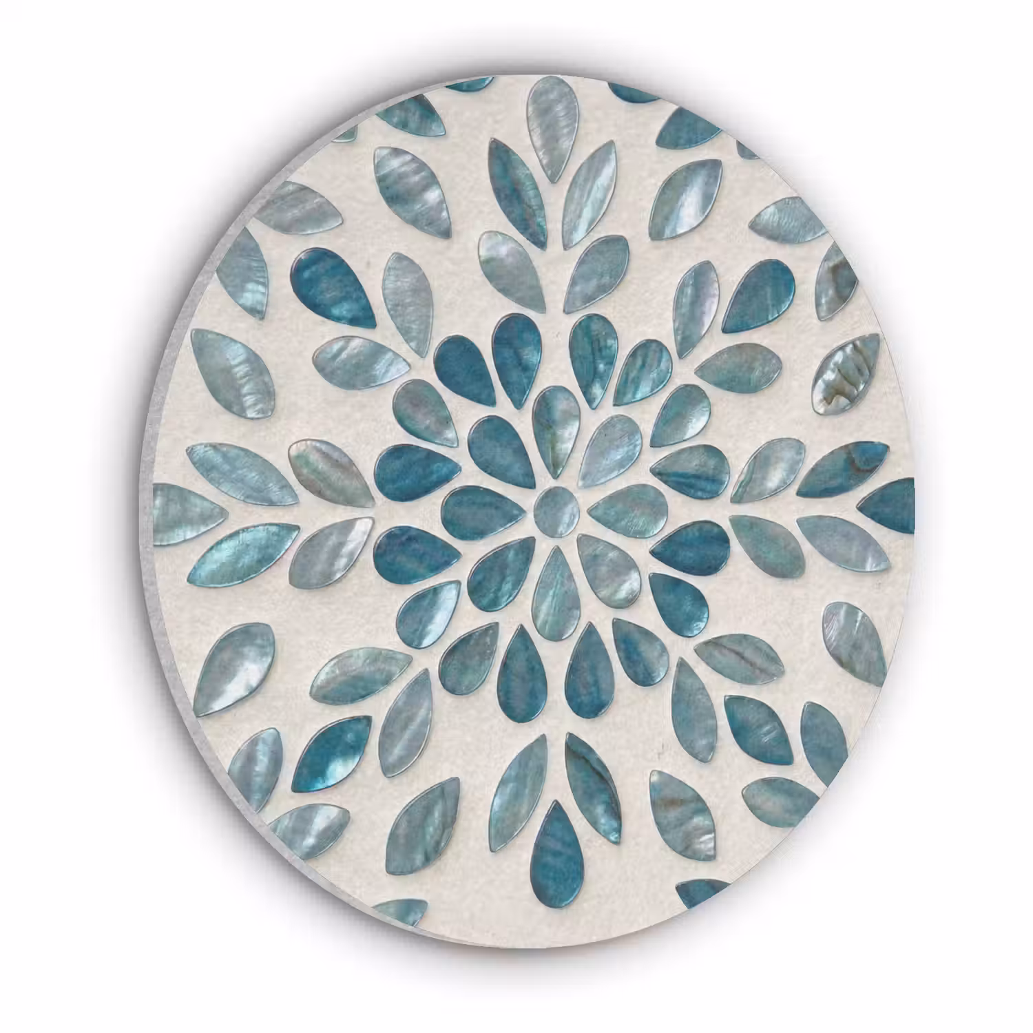 Patroon - Bladeren - Abstract - Modern - Turquoise Akoestische PET Vilt - Rond klein -3d