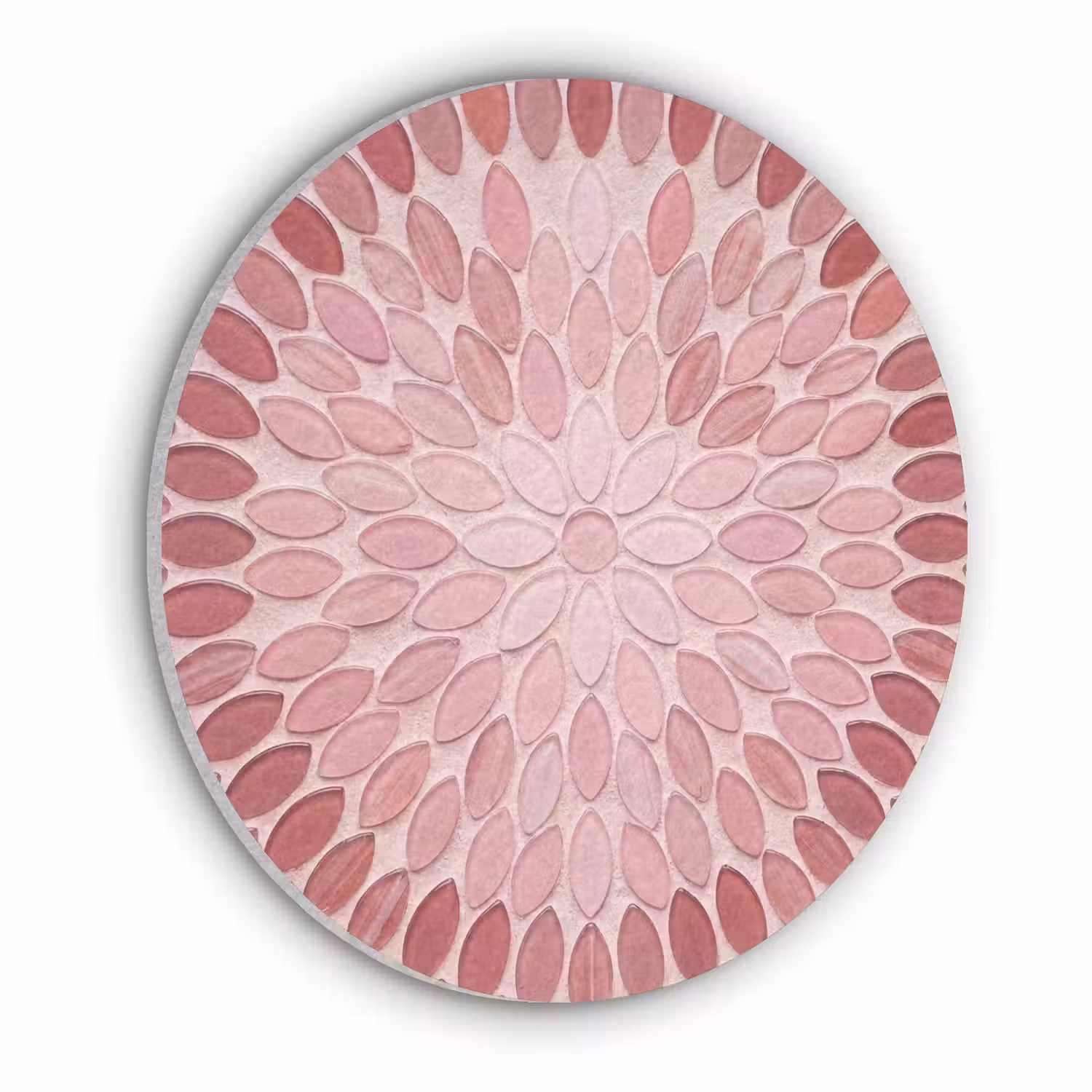 Patroon - Mozaïek - Ovaal - Abstract - Roze Akoestische PET Vilt - Rond klein -3d