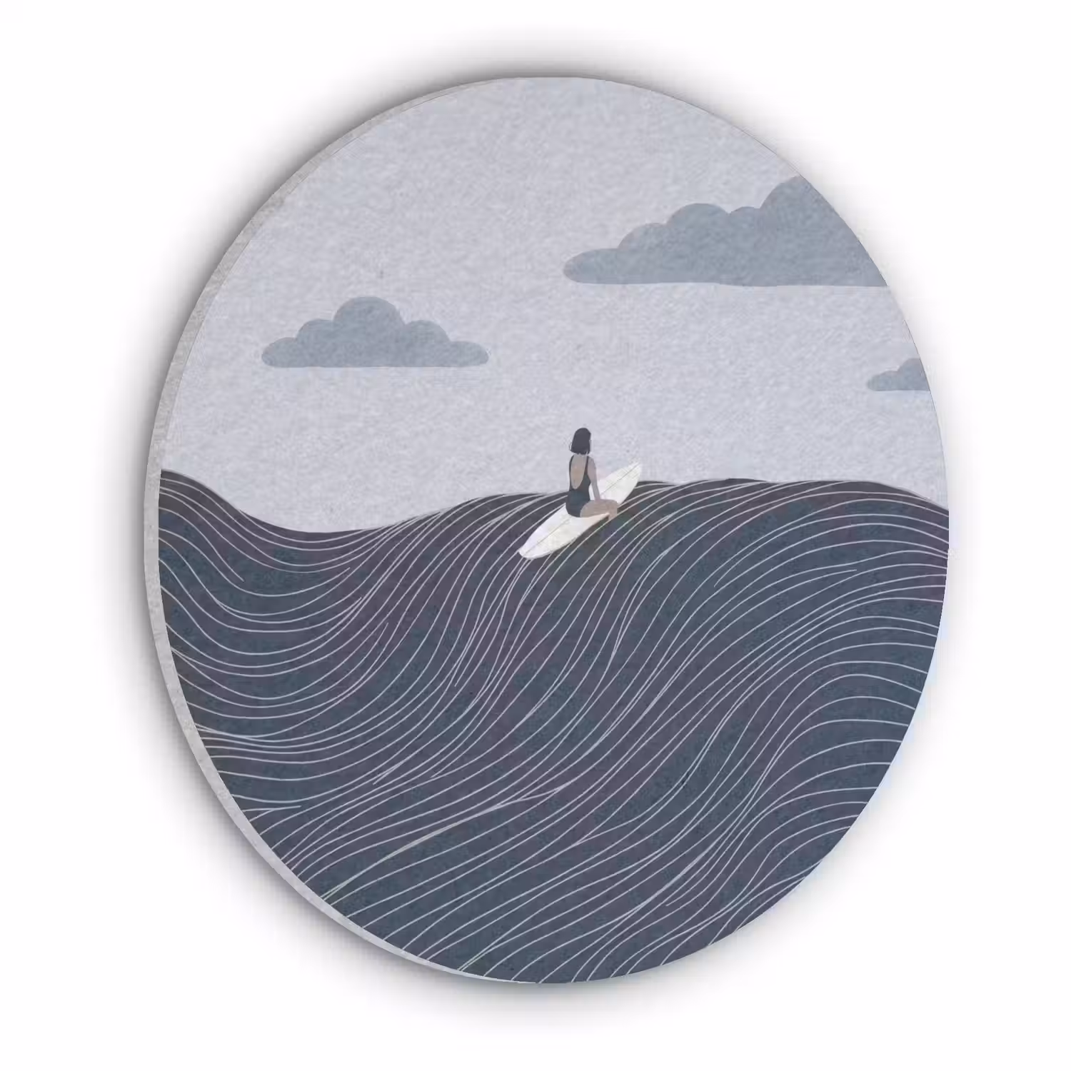 Persoon - Surfen - Oceaan - Natuur - Modern Akoestische PET Vilt - Rond klein -3d