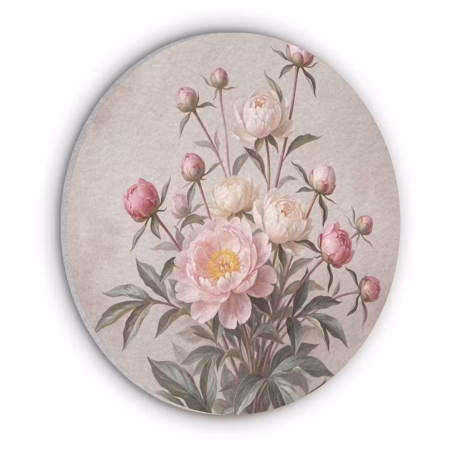 Pioenrozen - Boeket - Roze Akoestische PET Vilt - Rond klein -3d