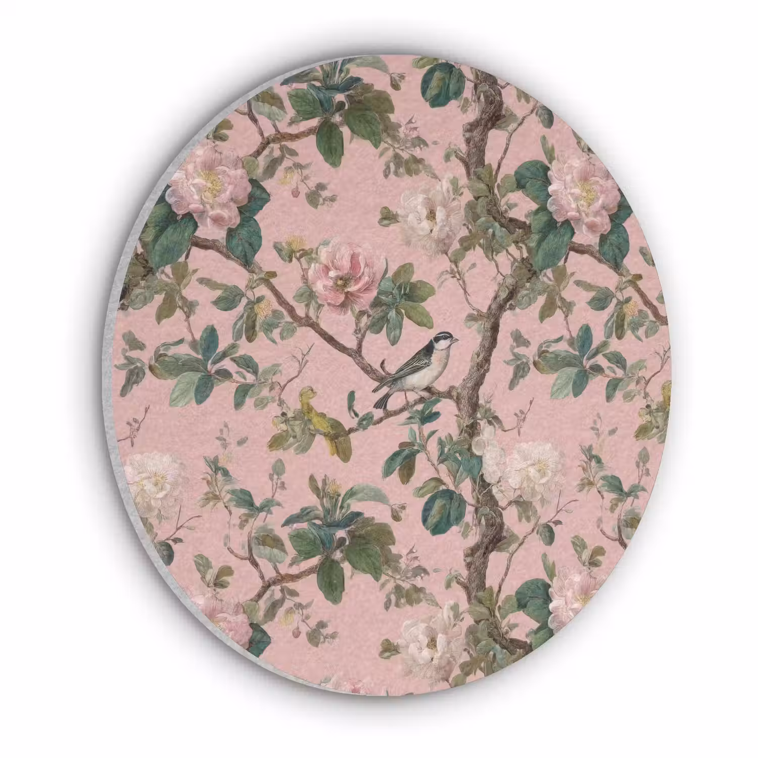 Pioenrozen - Botanisch - Vogel Akoestische PET Vilt - Rond klein 838 -3d