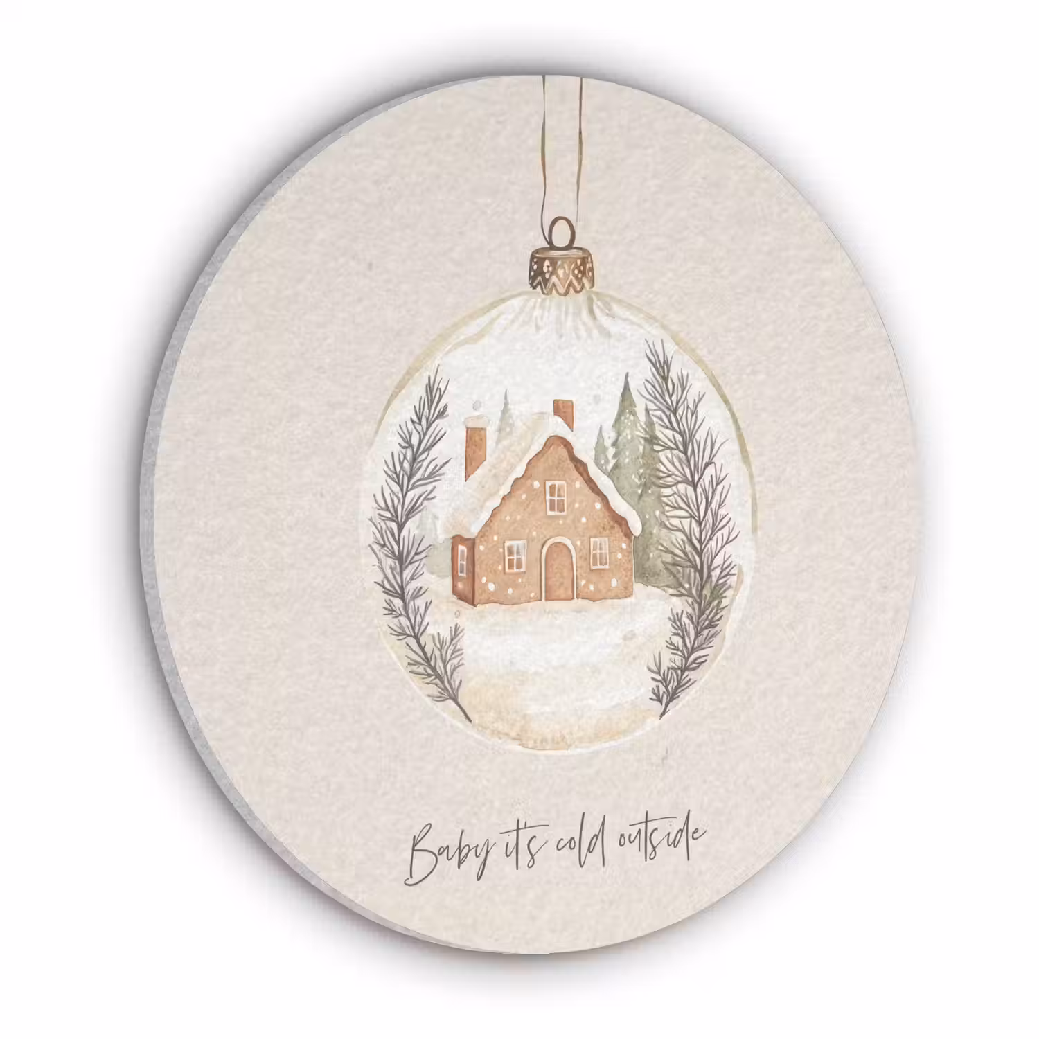Quote - Winter - Kerst - Beige - Kerstbal Akoestische PET Vilt - Rond klein -3d