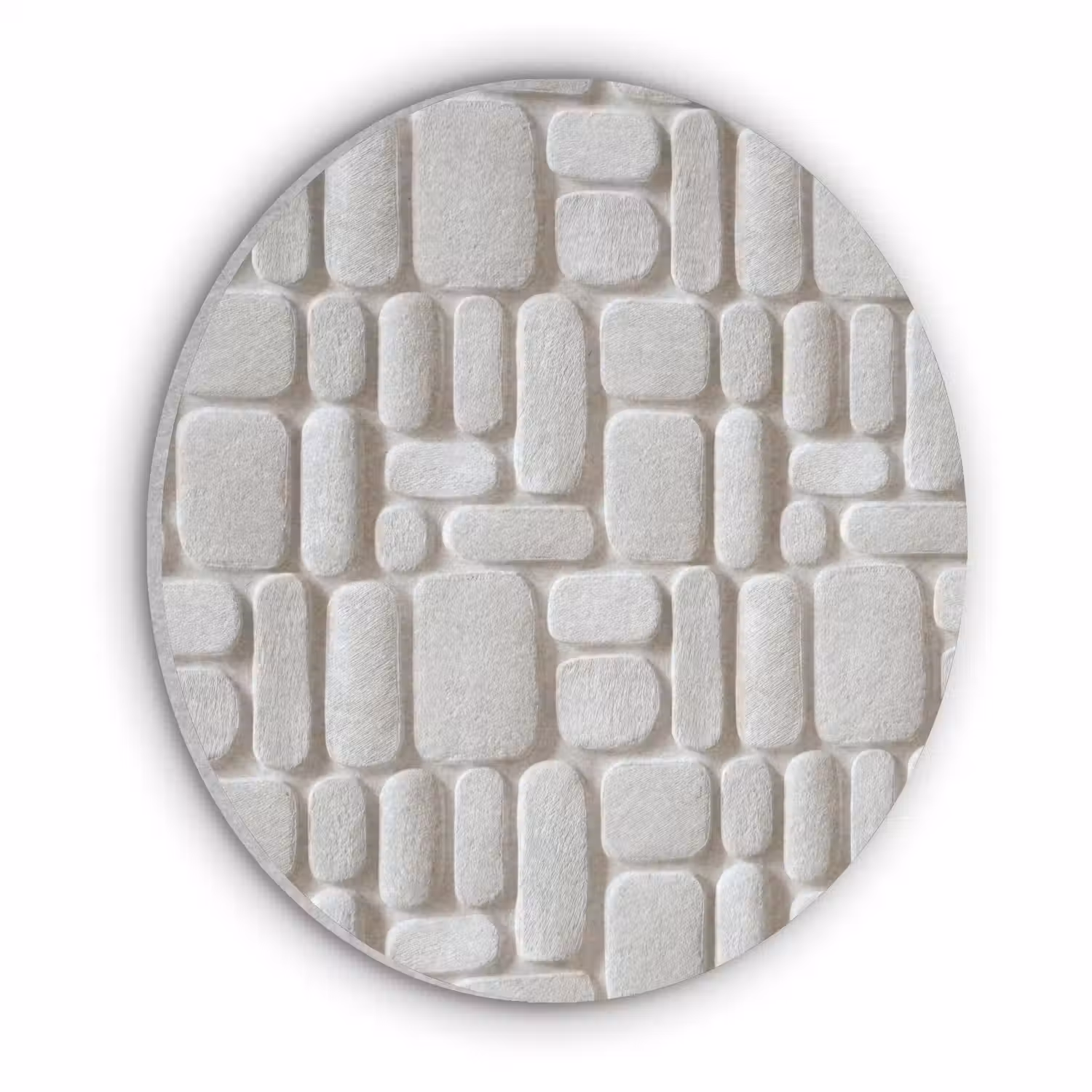 Reliëf - Structuur - Wit Akoestische PET Vilt - Rond klein 838 -3d