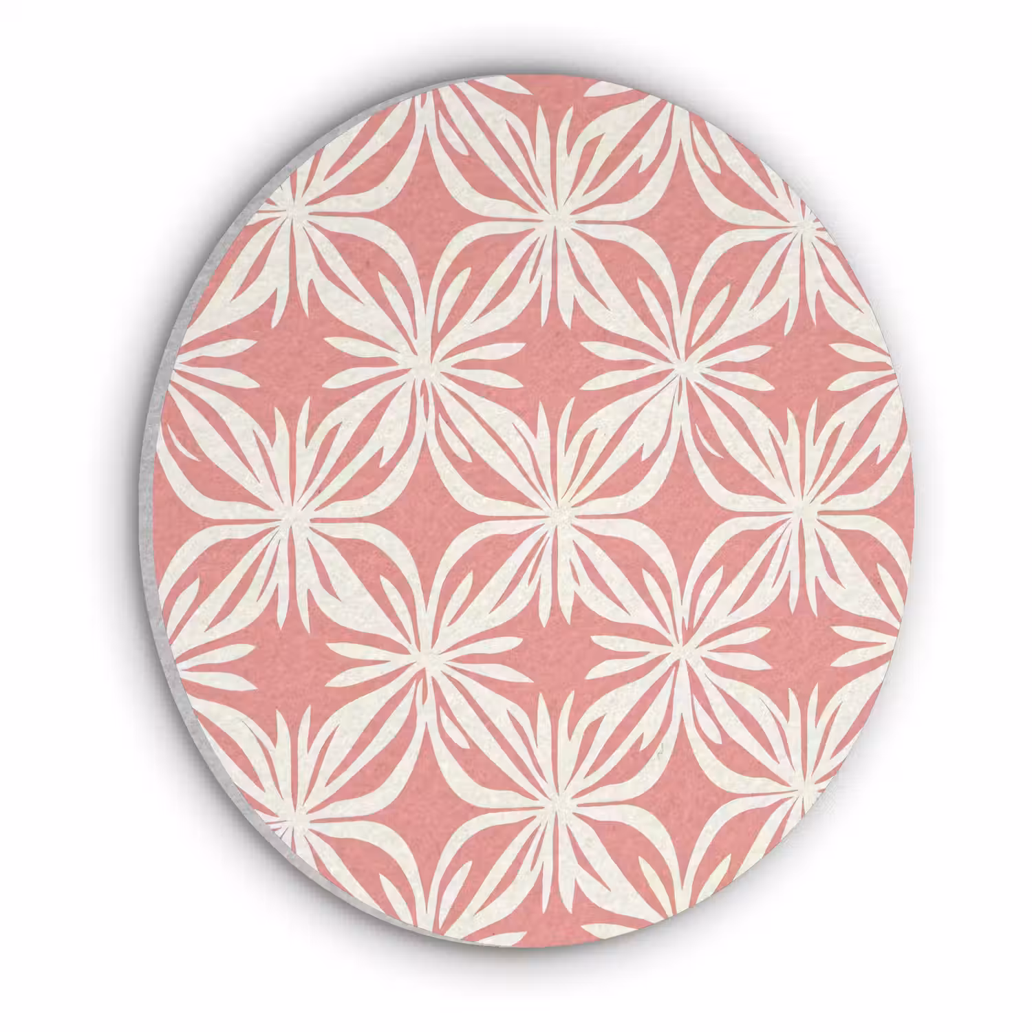 Roze - Bloemenmotief - Wit - Modern Akoestische PET Vilt - Rond klein 838 -3d