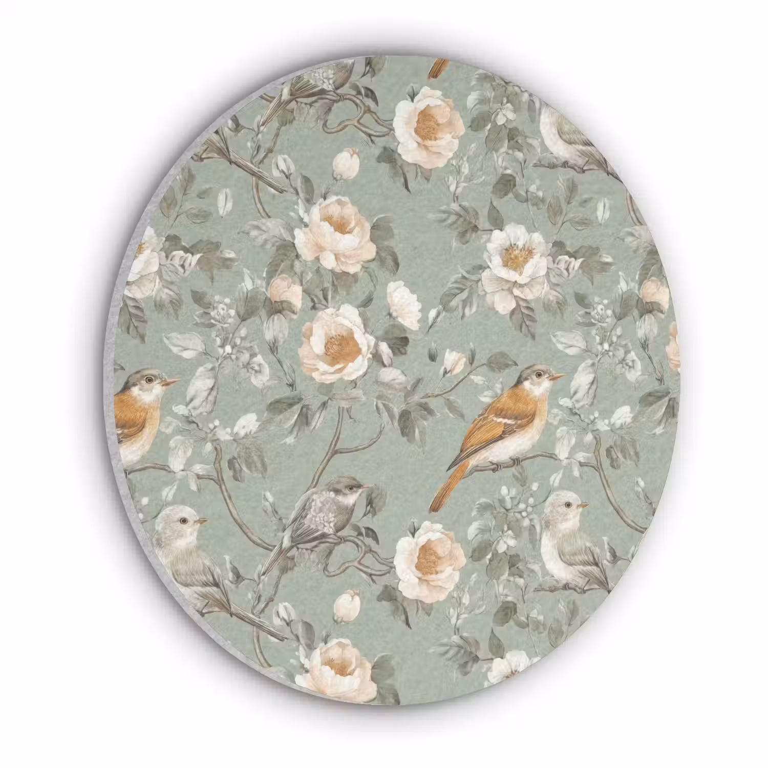 Roze - Vogels - Kleurrijk Akoestische PET Vilt - Rond klein 838 -3d
