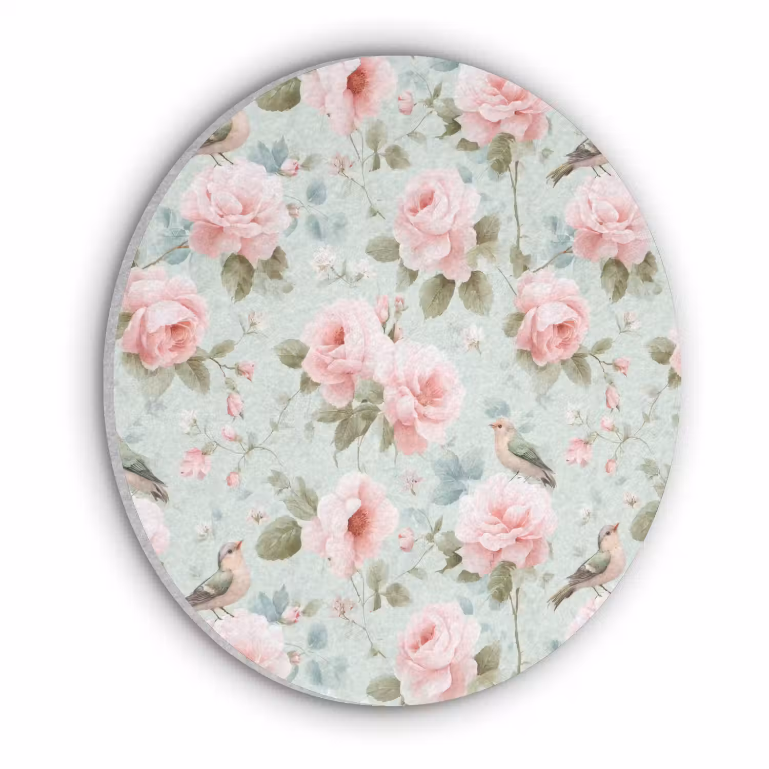 Rozen - Vogels - Pastel - Kleurrijk Akoestische PET Vilt - Rond klein 838 -3d