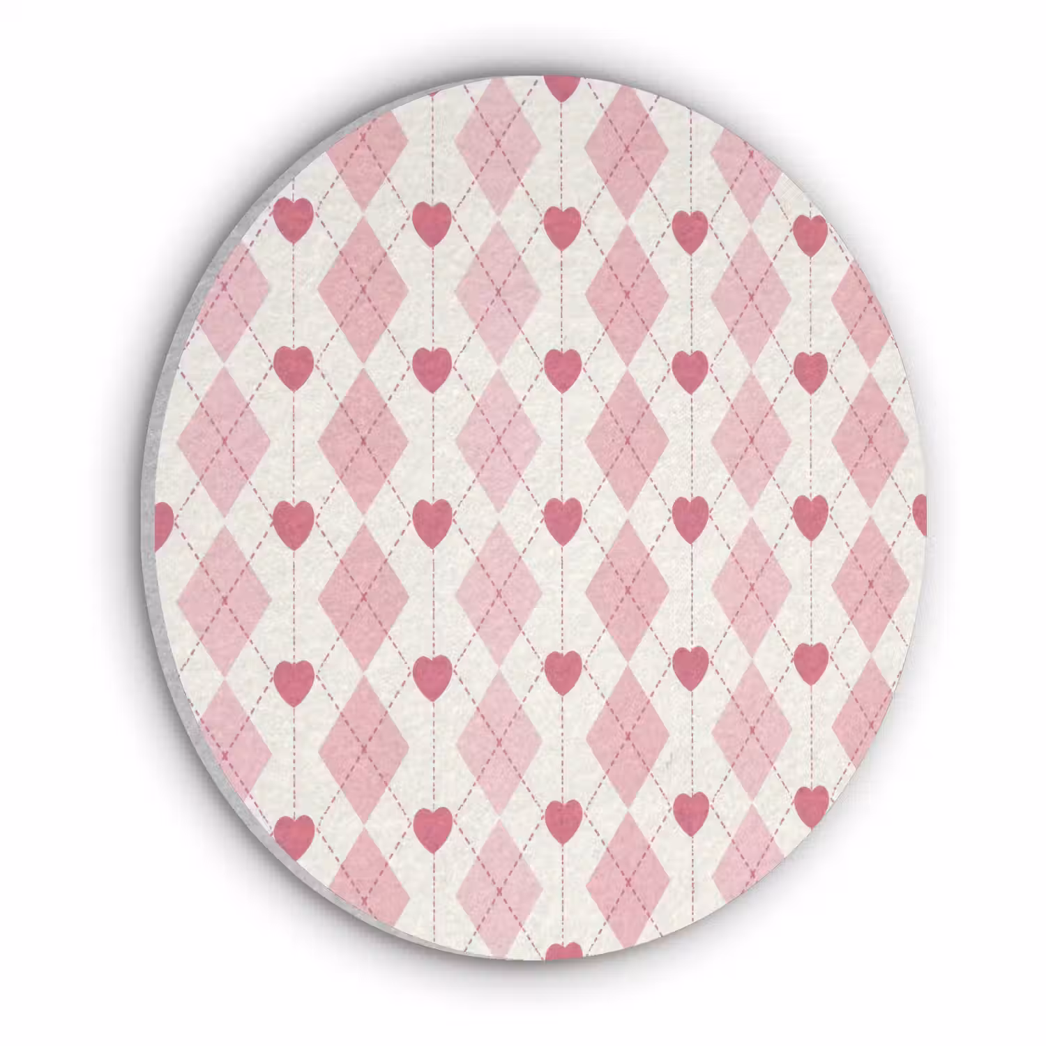 Ruiten - Klassiek - Roze - Wit Akoestische PET Vilt - Rond klein 838 -3d