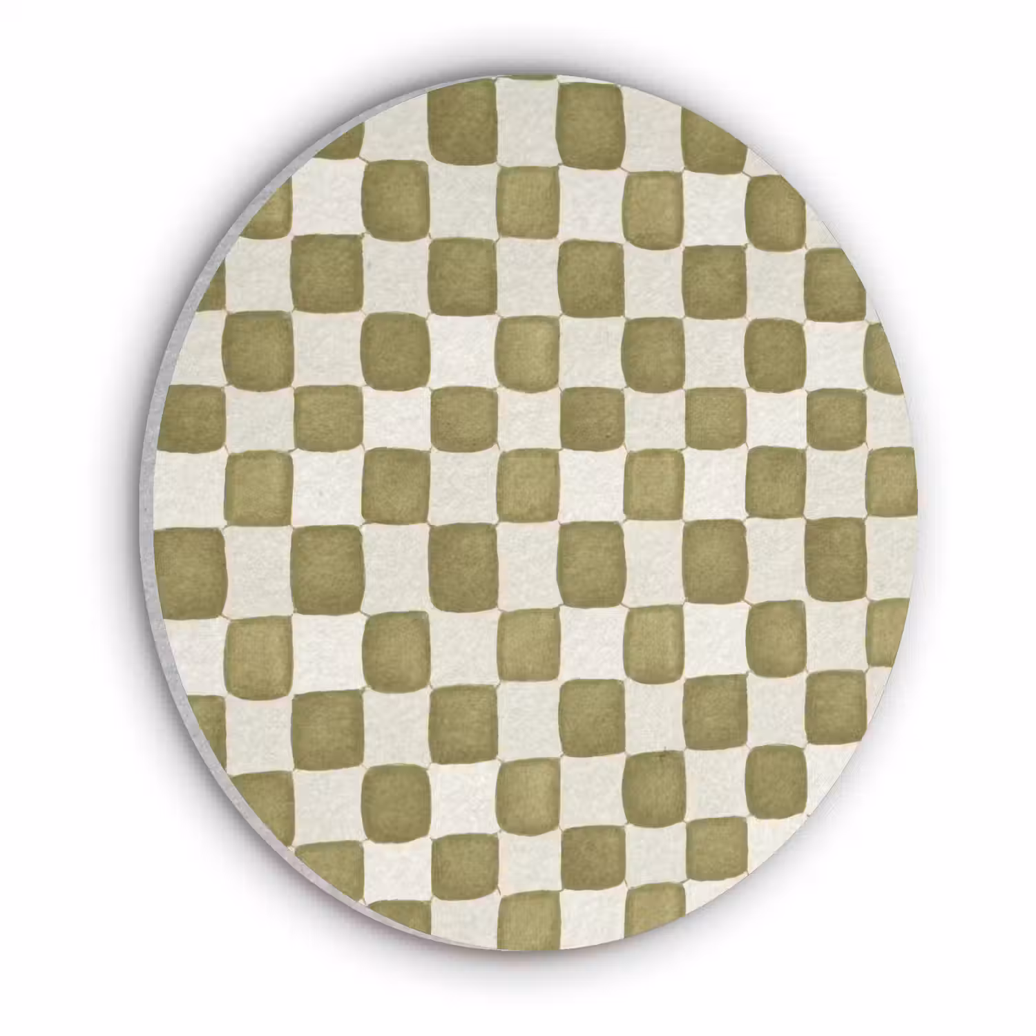 Schaak - Patroon - Groen Akoestische PET Vilt - Rond klein 838 -3d