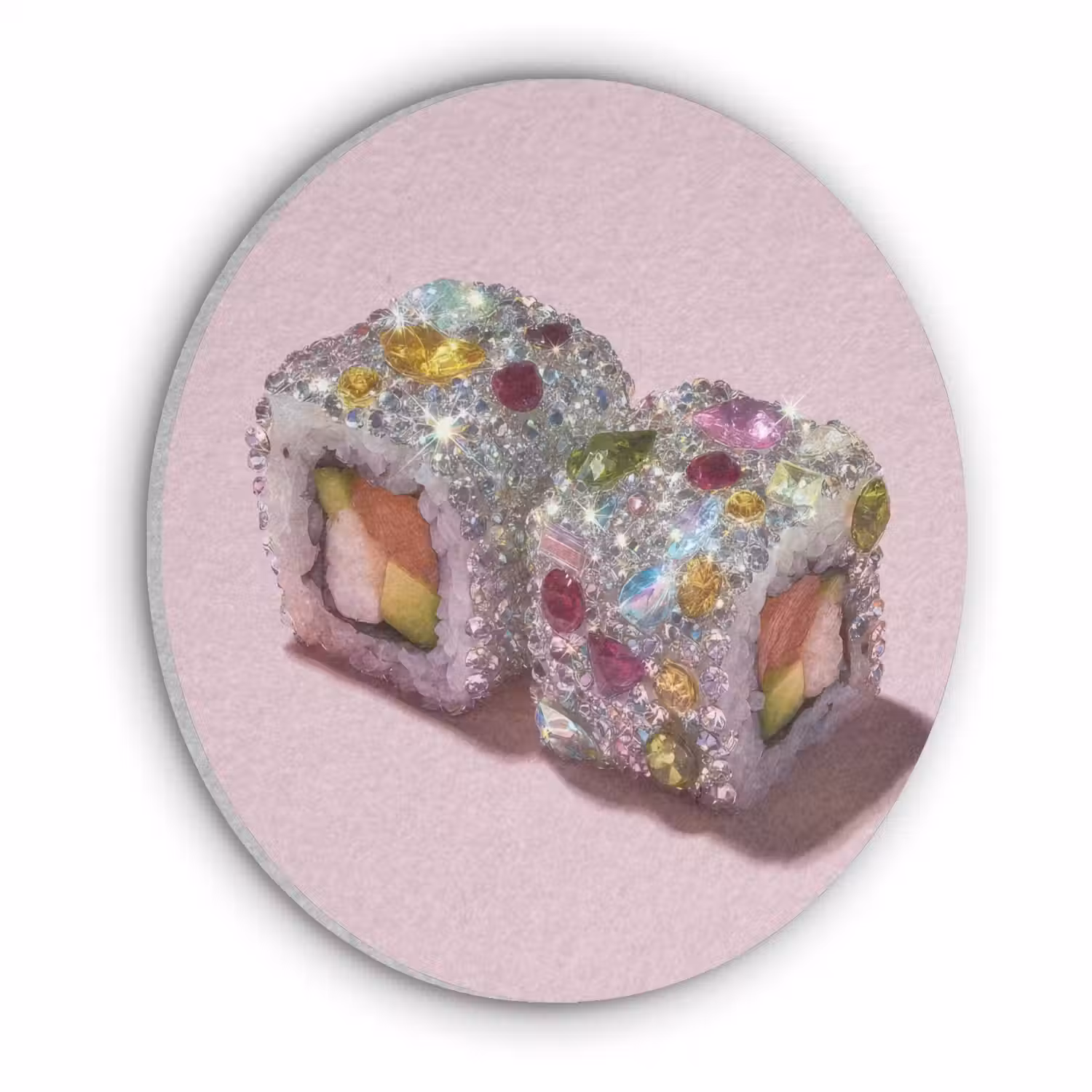 Sushi - Rolletjes - Steentjes - Kleurrijk Akoestische PET Vilt - Rond klein -3d