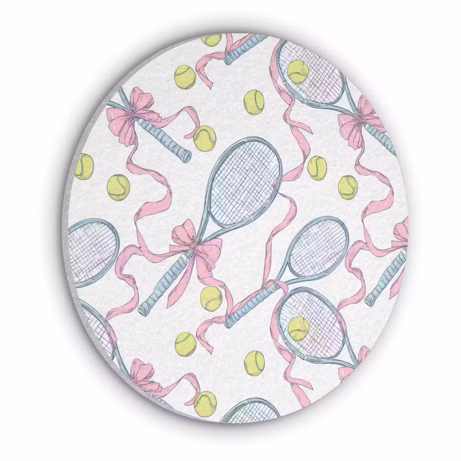 Tennis - Strikken - Kleurrijk Akoestische PET Vilt - Rond klein 838 -3d