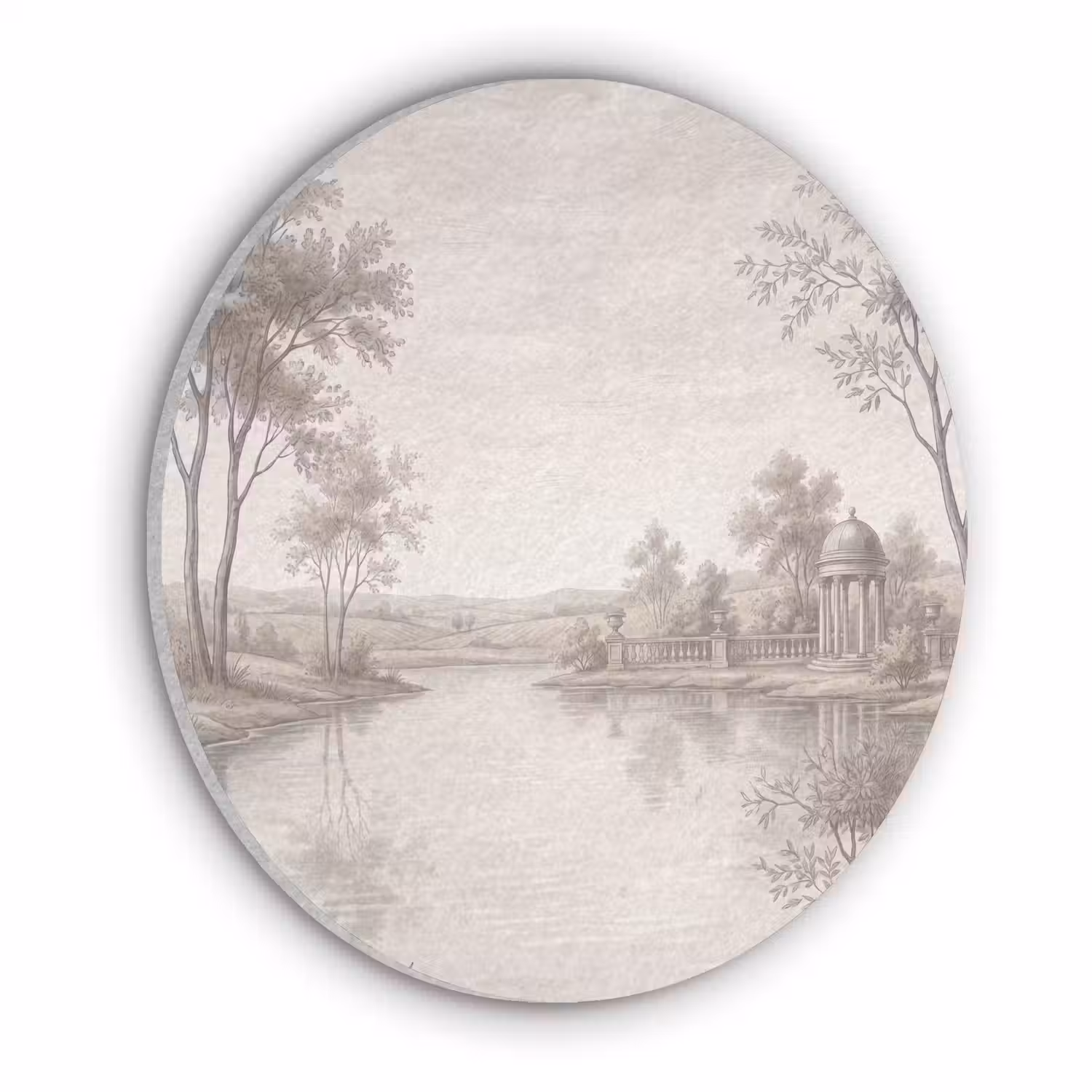 Terras - Water - Natuur - Landschap Akoestische PET Vilt - Rond klein -3d
