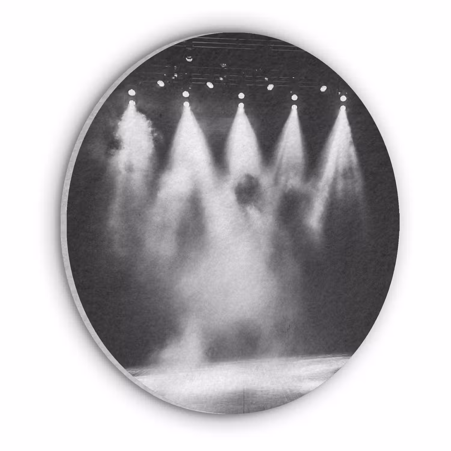 Theaterzaal - Mist - Spotlights - Zwart Akoestische PET Vilt - Rond klein -3d