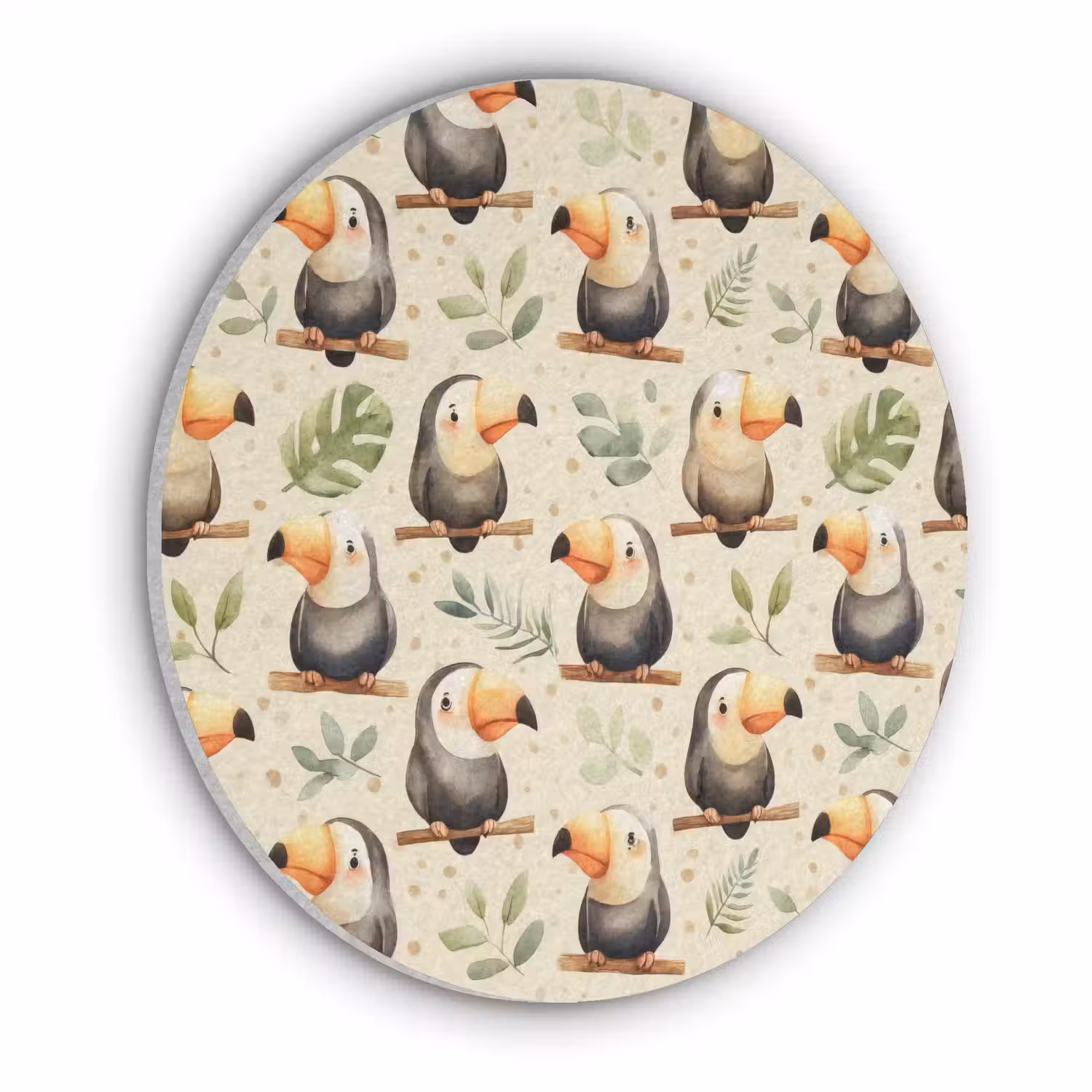 Toekans - Exotisch - Kleurrijk Akoestische PET Vilt - Rond klein 838 -3d