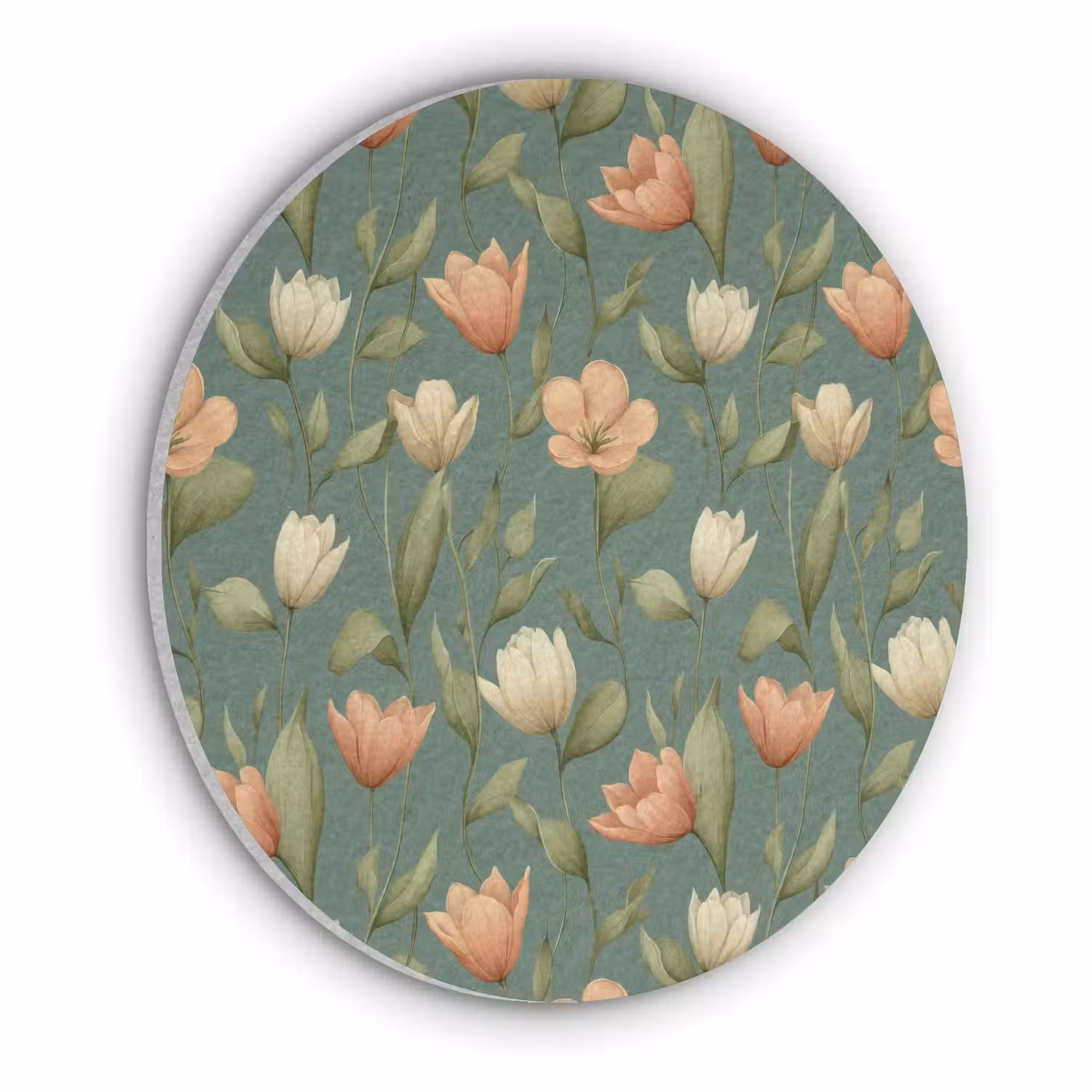 Tulpen - Botanisch - Groen Akoestische PET Vilt - Rond klein 838 -3d