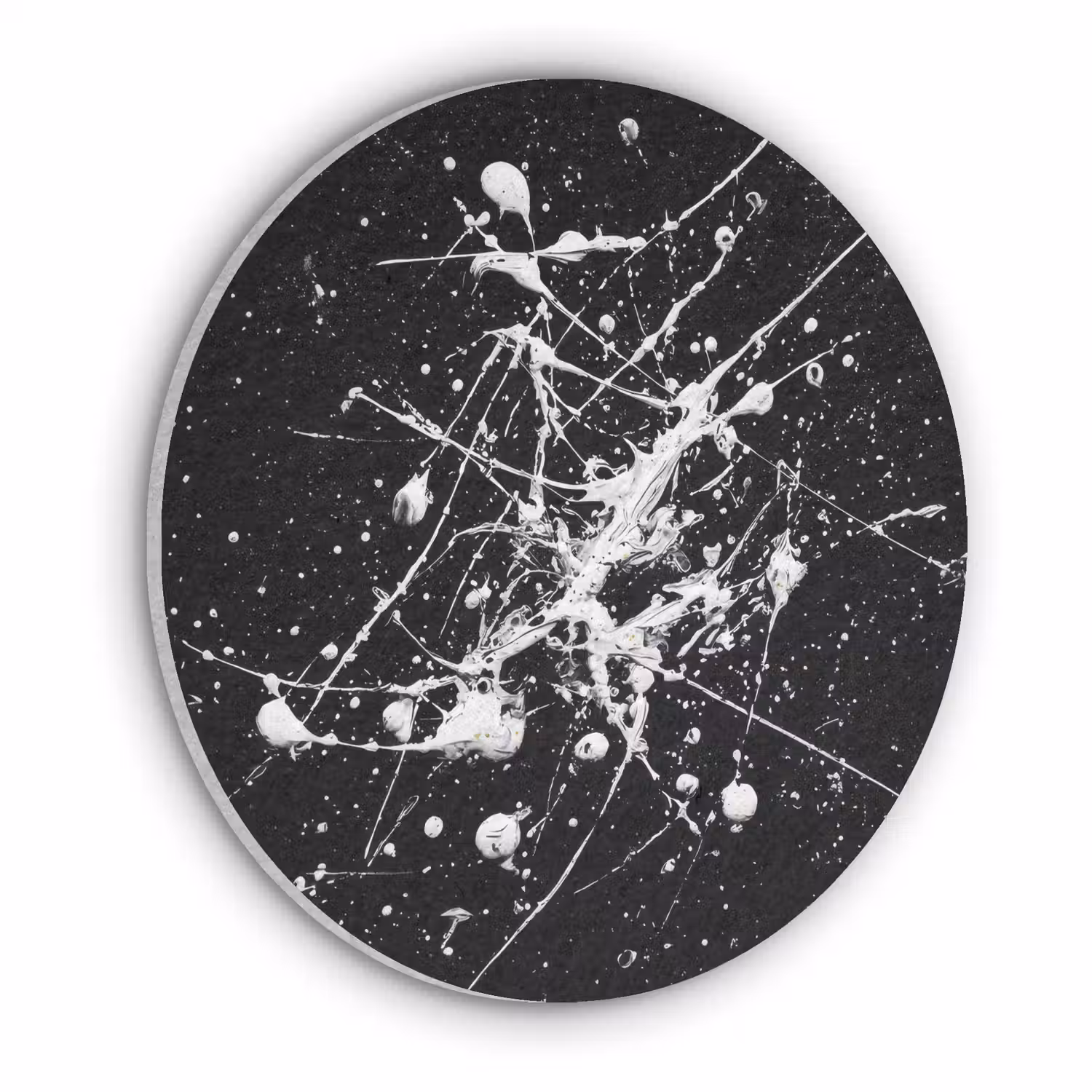 Verfspatten - Wit - Abstract - Explosie Akoestische PET Vilt - Rond klein -3d
