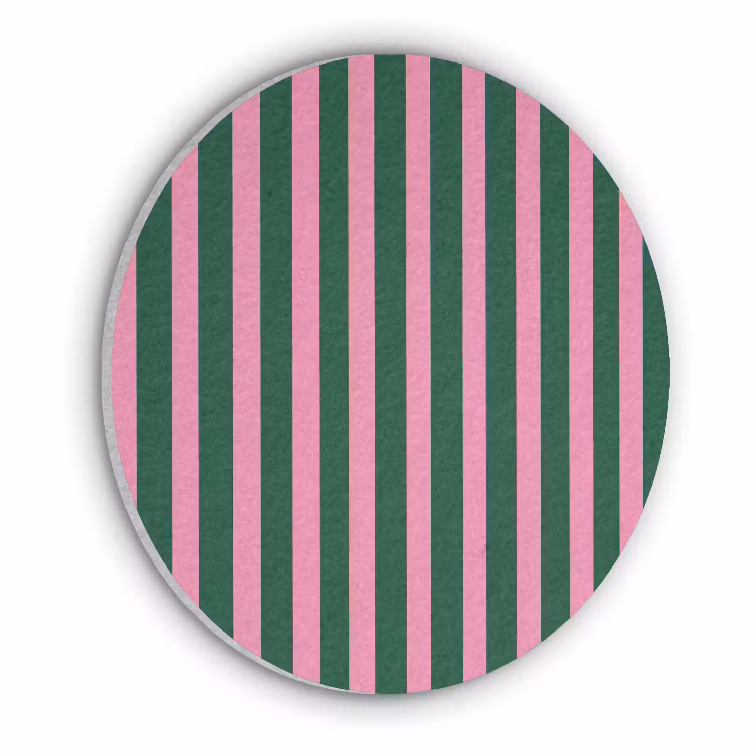 Verticale strepen - Groen - Roze Akoestische PET Vilt - Rond klein 838 -3d