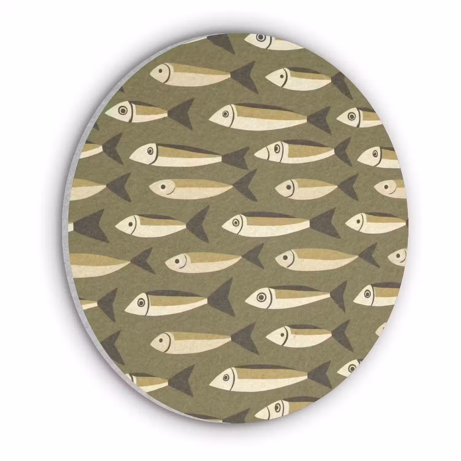 Vis - Patroon - Groen Akoestische PET Vilt - Rond klein 838 -3d