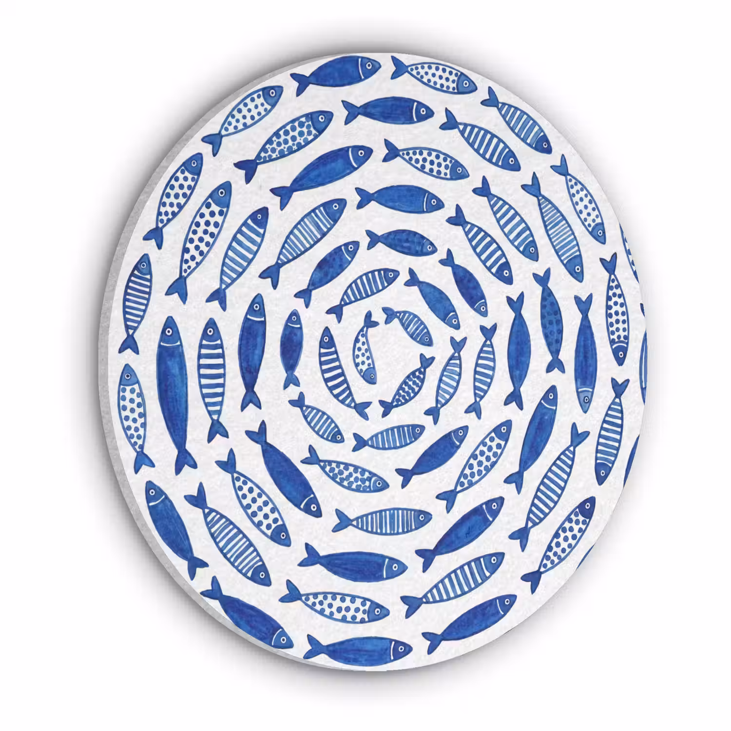 Vis - Patroon - Onderwater - Abstract - Blauw Akoestische PET Vilt - Rond klein -3d