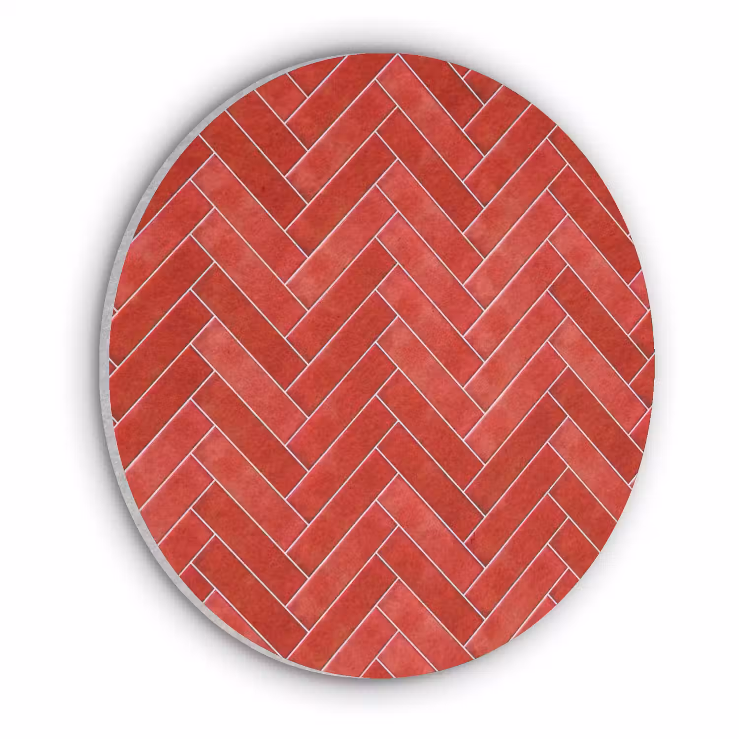 Visgraat - Tegel - Rood Akoestische PET Vilt - Rond klein 838 -3d