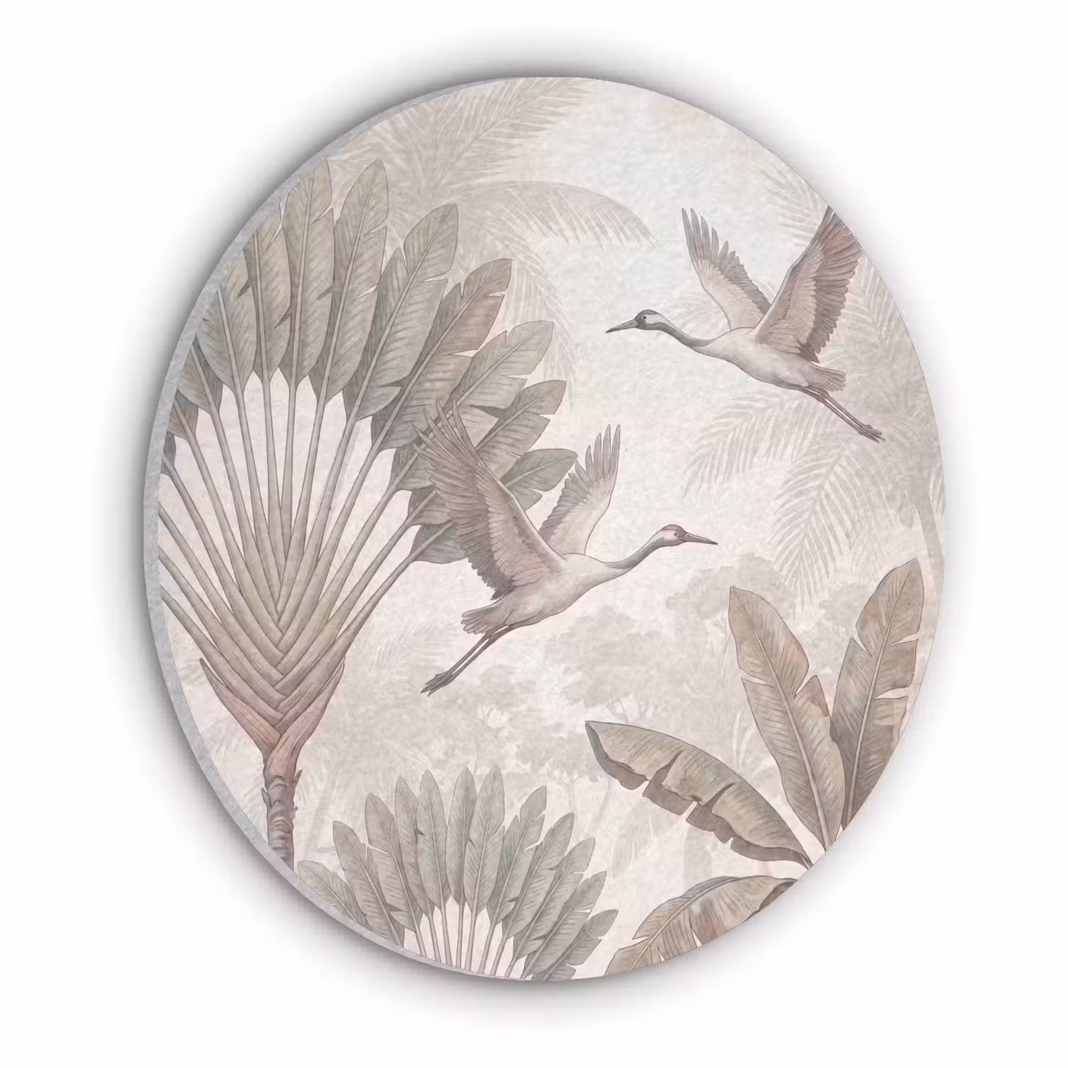 Vogel - Tropisch - Jungle - Natuur - Beige Akoestische PET Vilt - Rond klein -3d