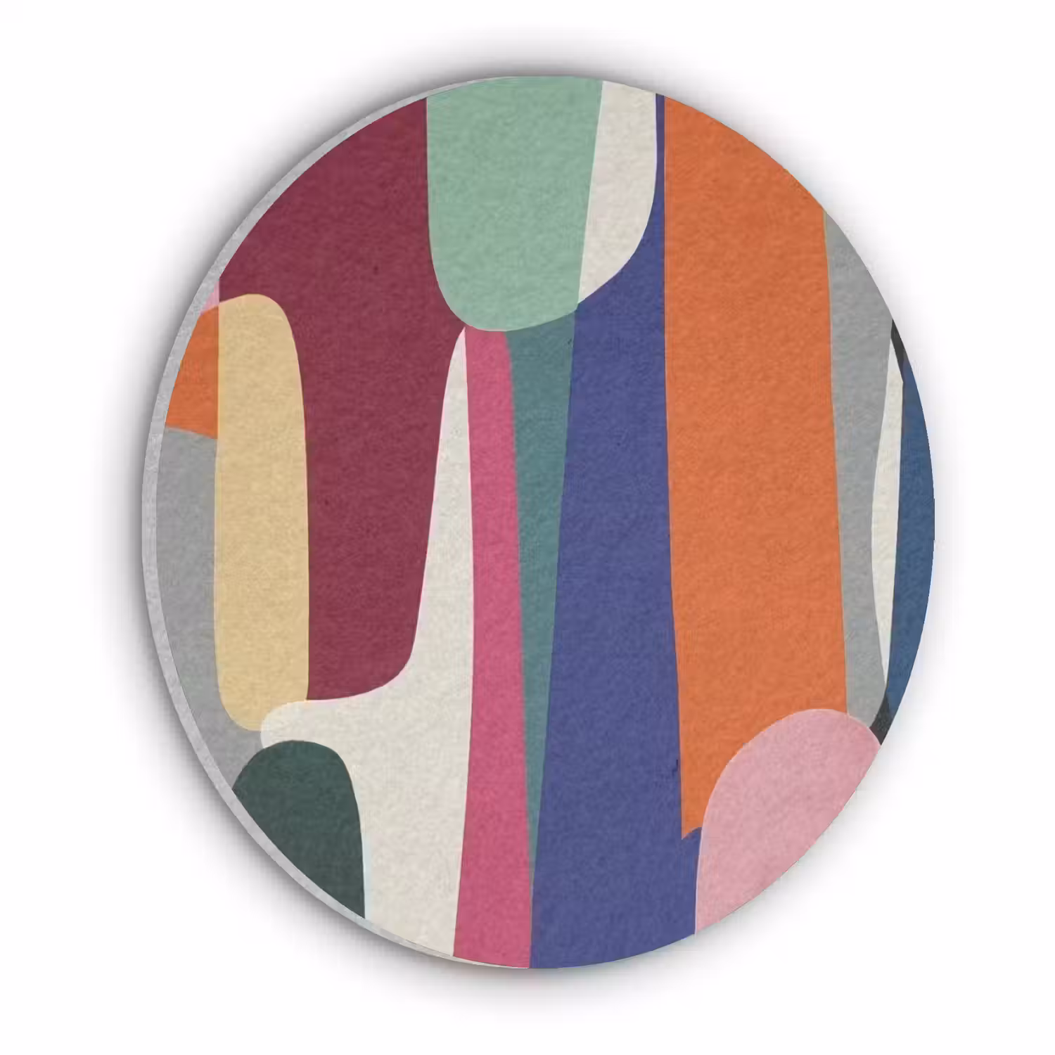 Vormen - Ritmisch - Kleuren - Abstract Akoestische PET Vilt - Rond klein -3d