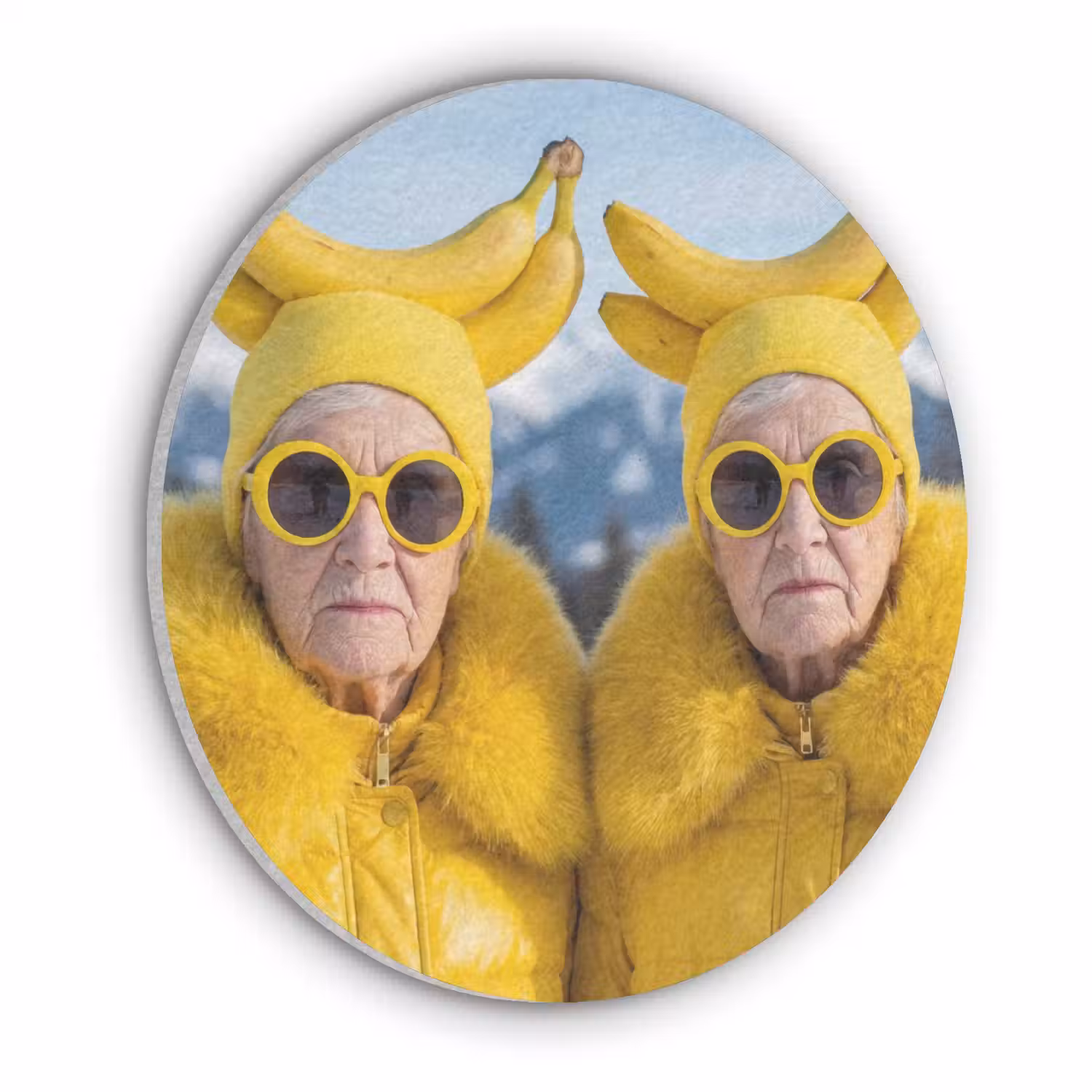 Vrouwen - Bananen - Geel Akoestische PET Vilt - Rond klein -3d