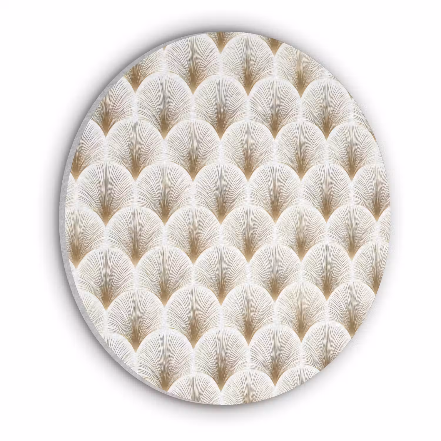 Waaiers - Art Deco - Elegant - Goud - Wit Akoestische PET Vilt - Rond klein 838 -3d