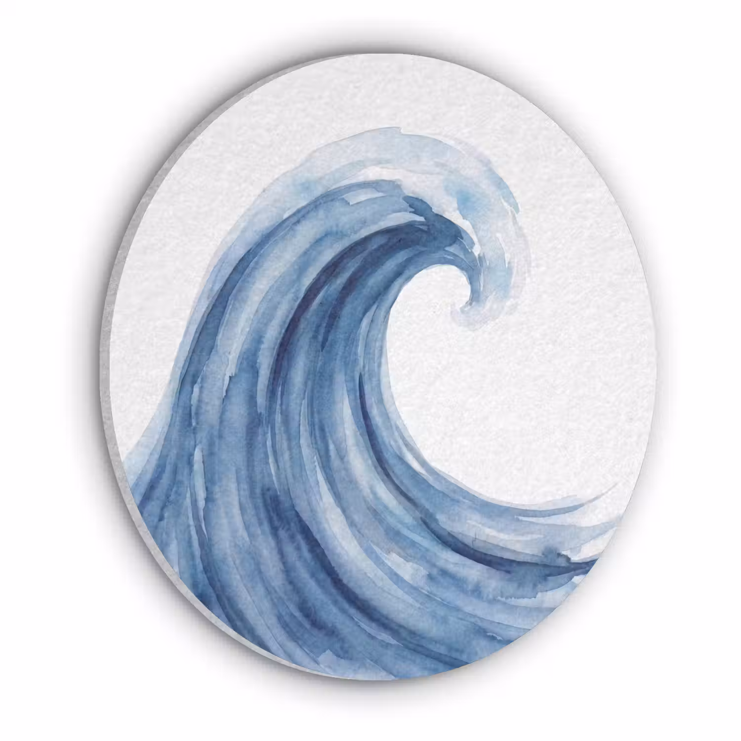Water - Beweging - Natuur - Modern - Blauw Akoestische PET Vilt - Rond klein -3d