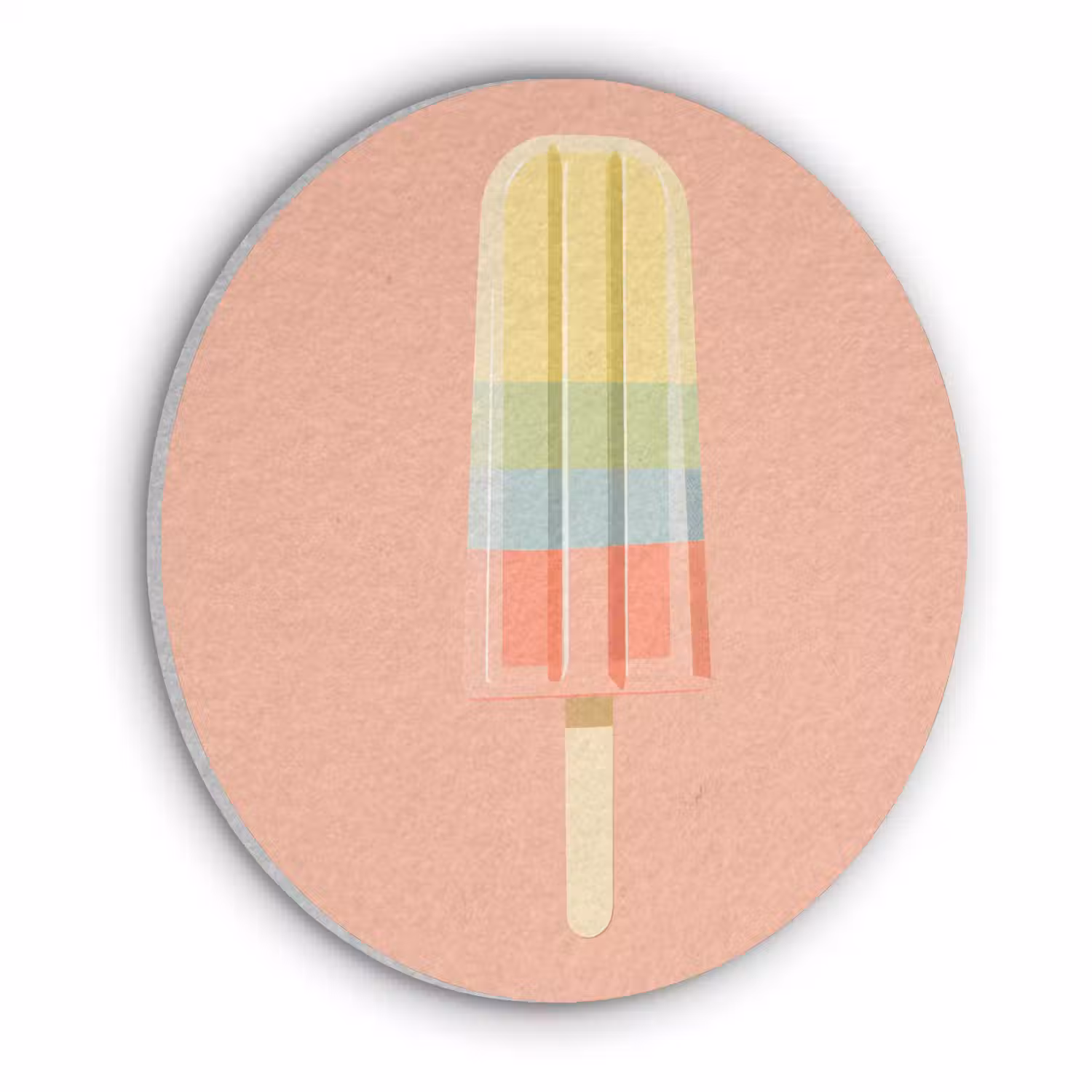 Waterijsje - Pasteltinten - Minimalistisch Akoestische PET Vilt - Rond klein -3d