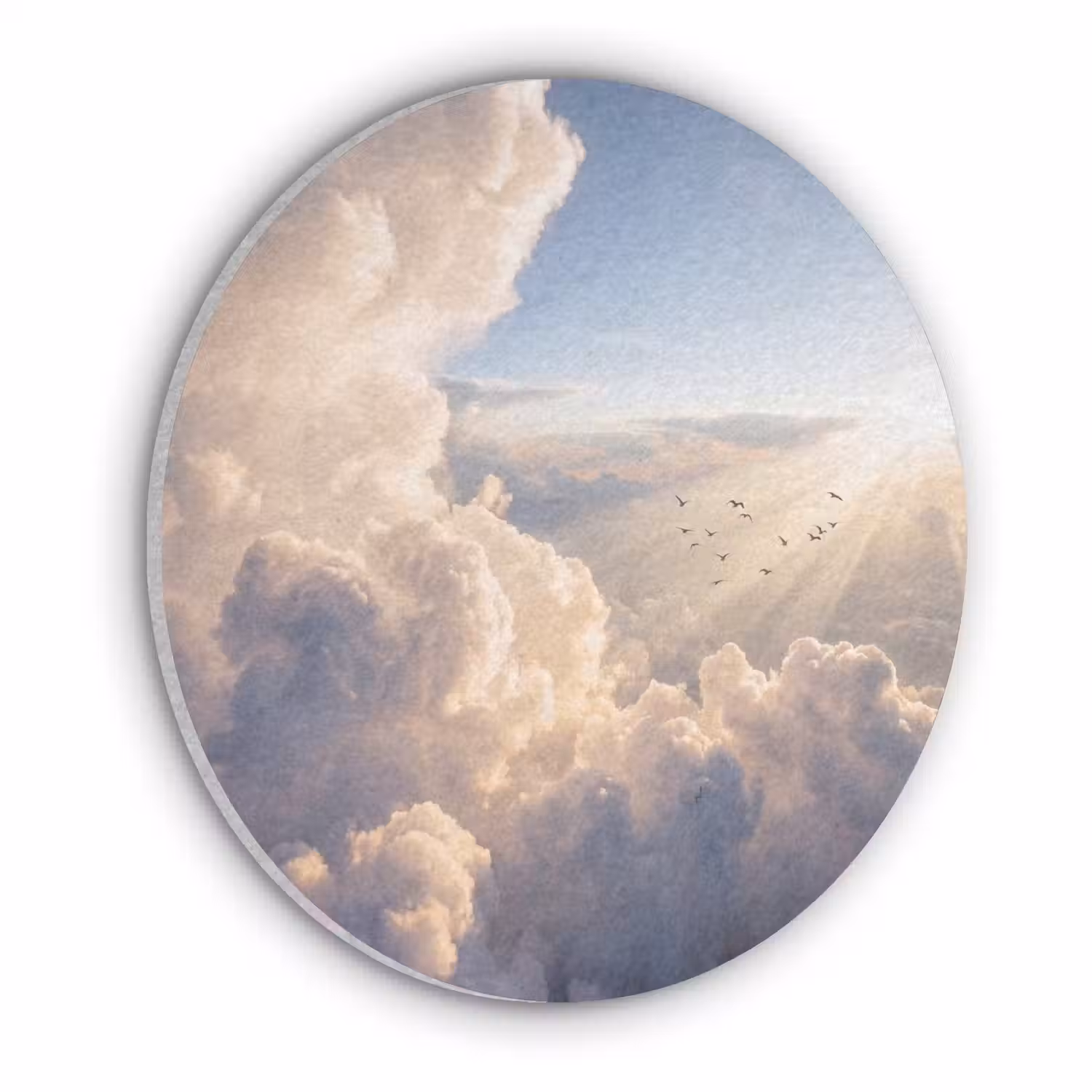 Wolken - Zonnestralen - Natuur - Wit Akoestische PET Vilt - Rond klein -3d