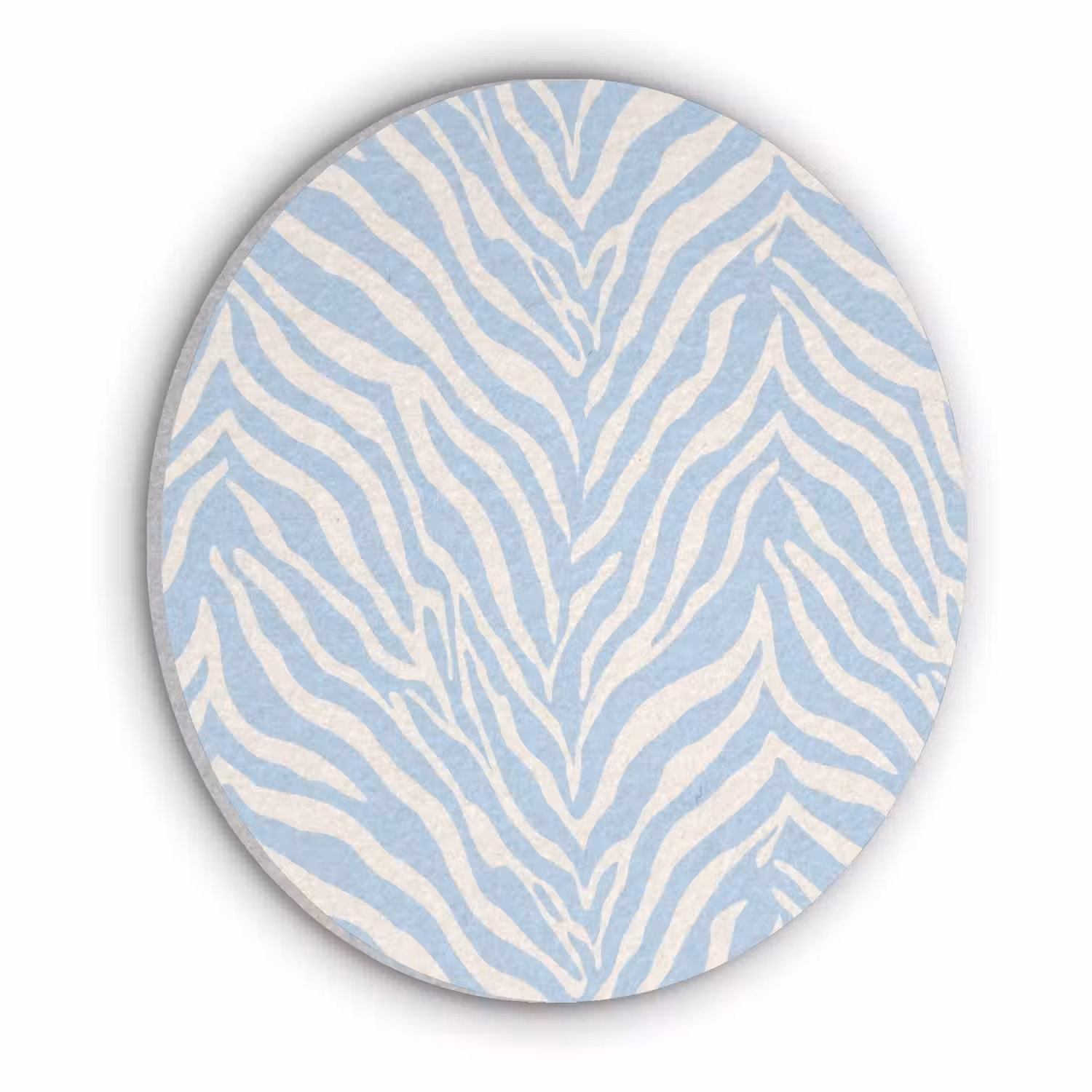 Zebra - Motief - Blauw - Wit Akoestische PET Vilt - Rond klein 838 -3d